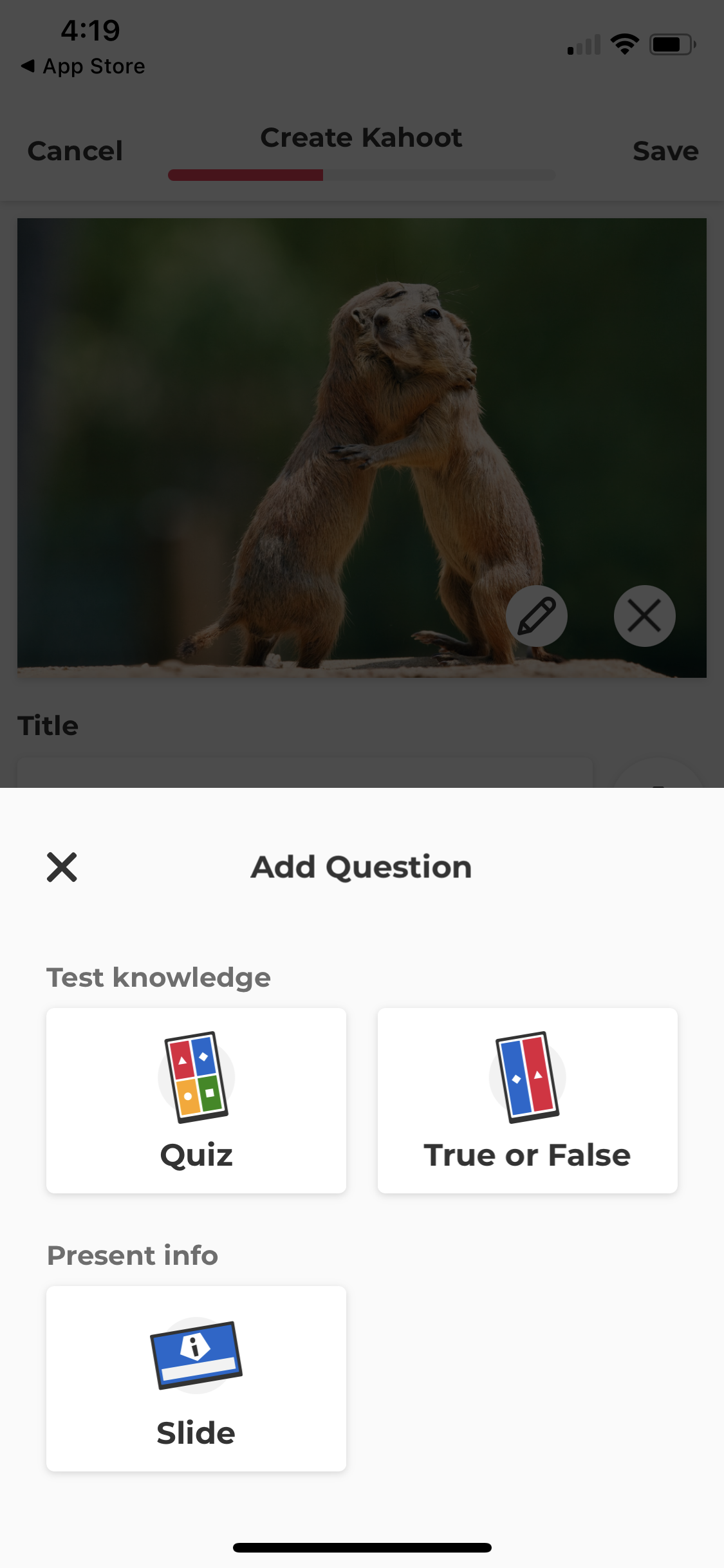 Screenshot of Add question