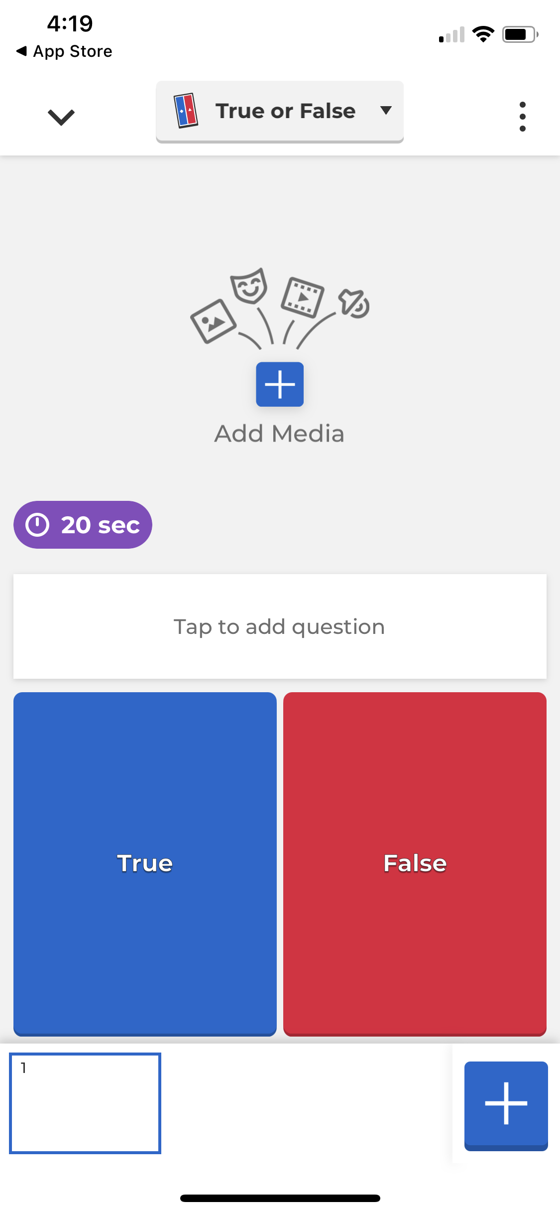 Screenshot of Quiz question