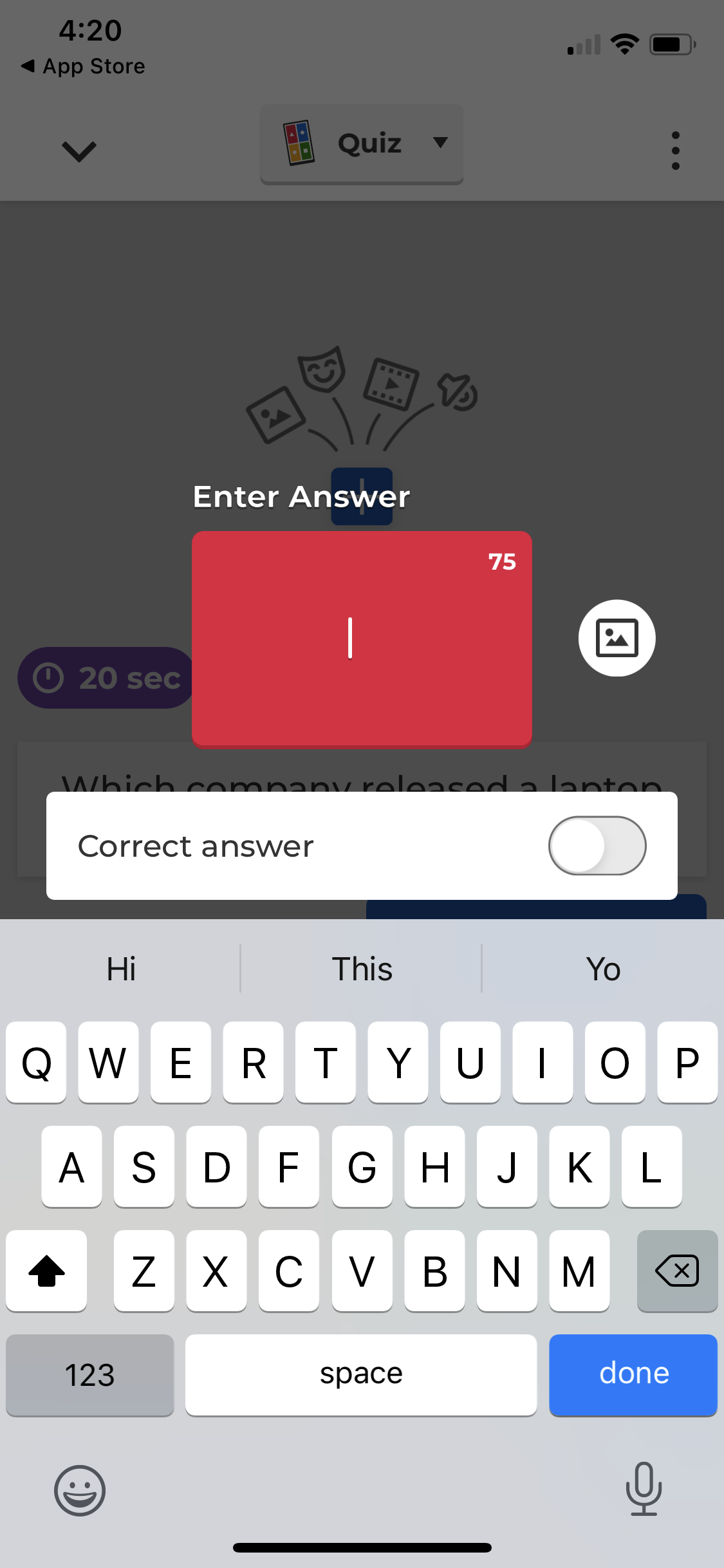 Screenshot of Add answer