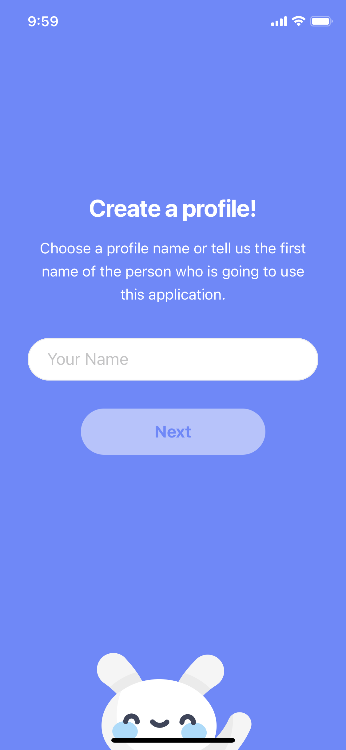 Screenshot of Create profile