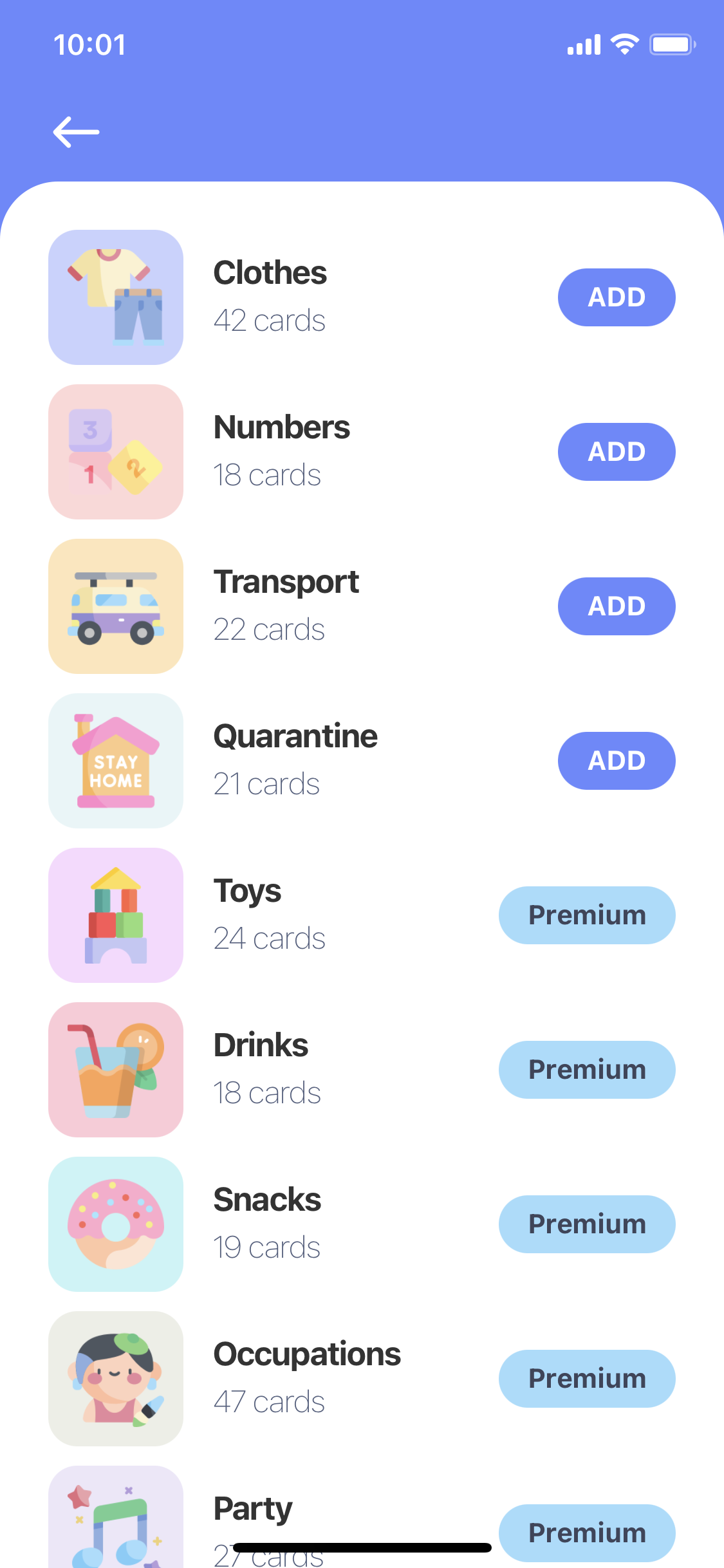 Screenshot of Add packs