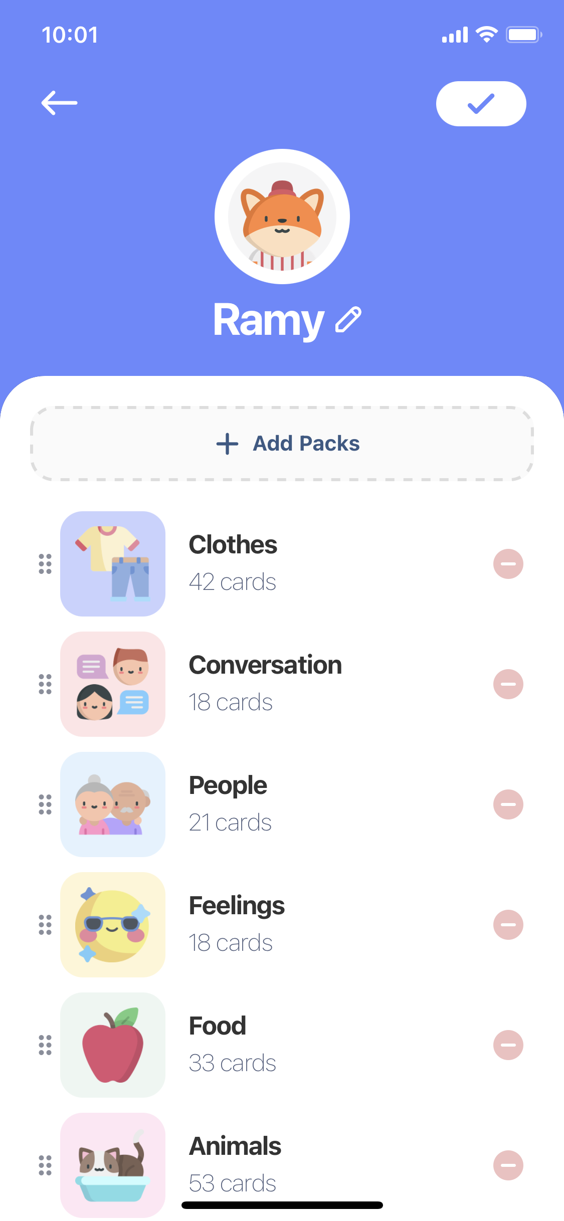 Screenshot of Packs