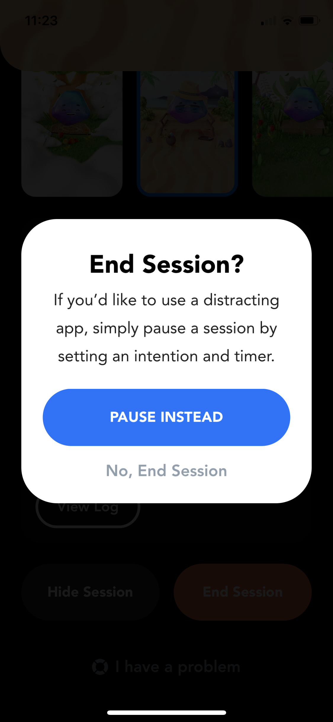 Screenshot of End session