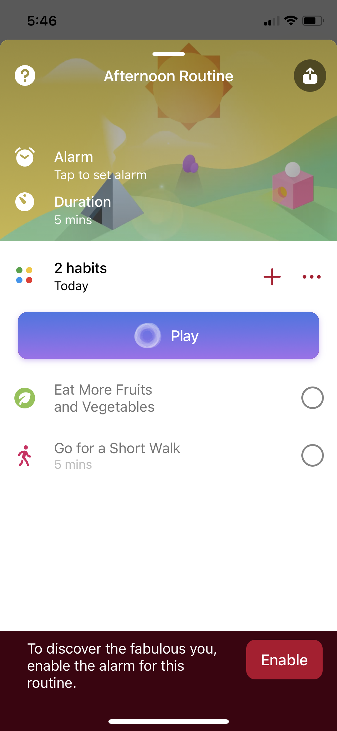 Screenshot of Routine