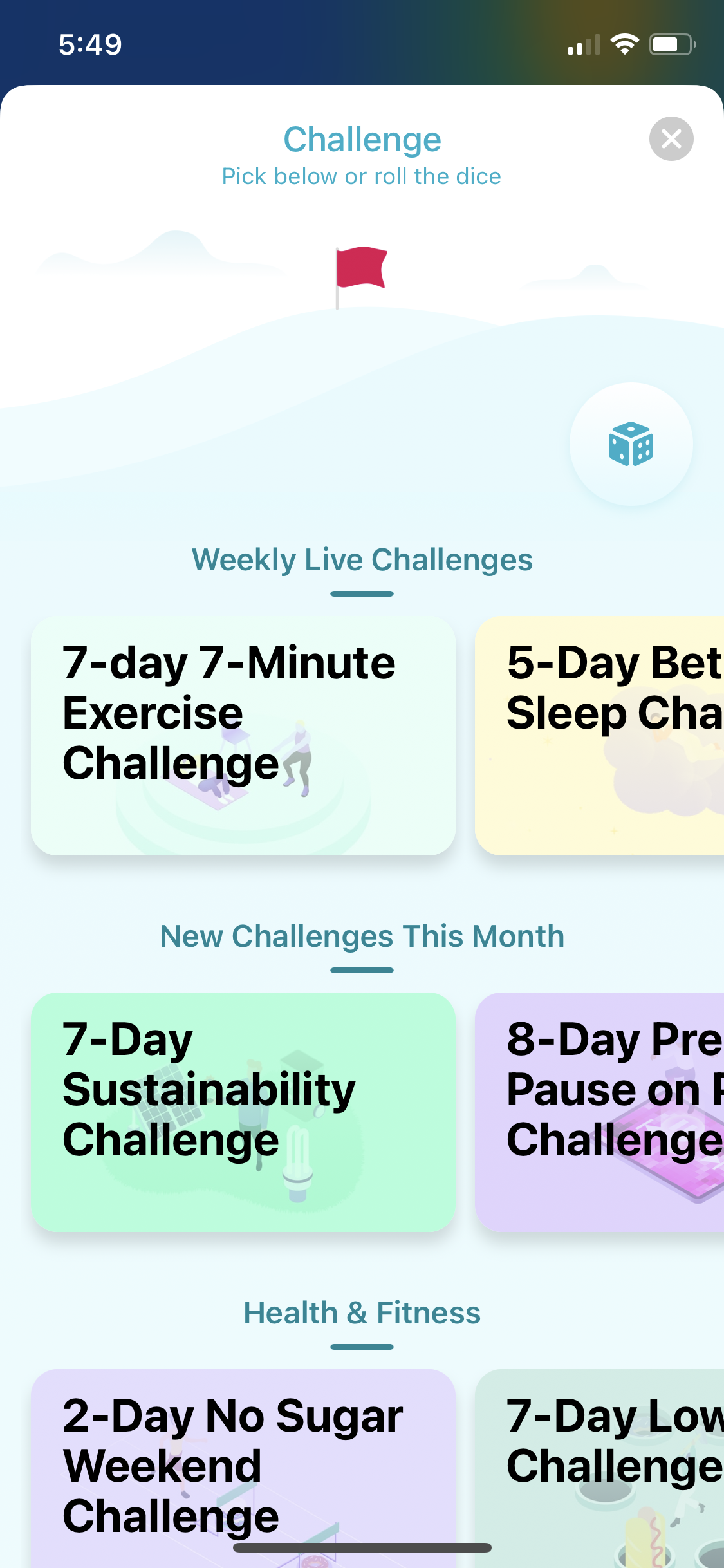 Screenshot of Challenges