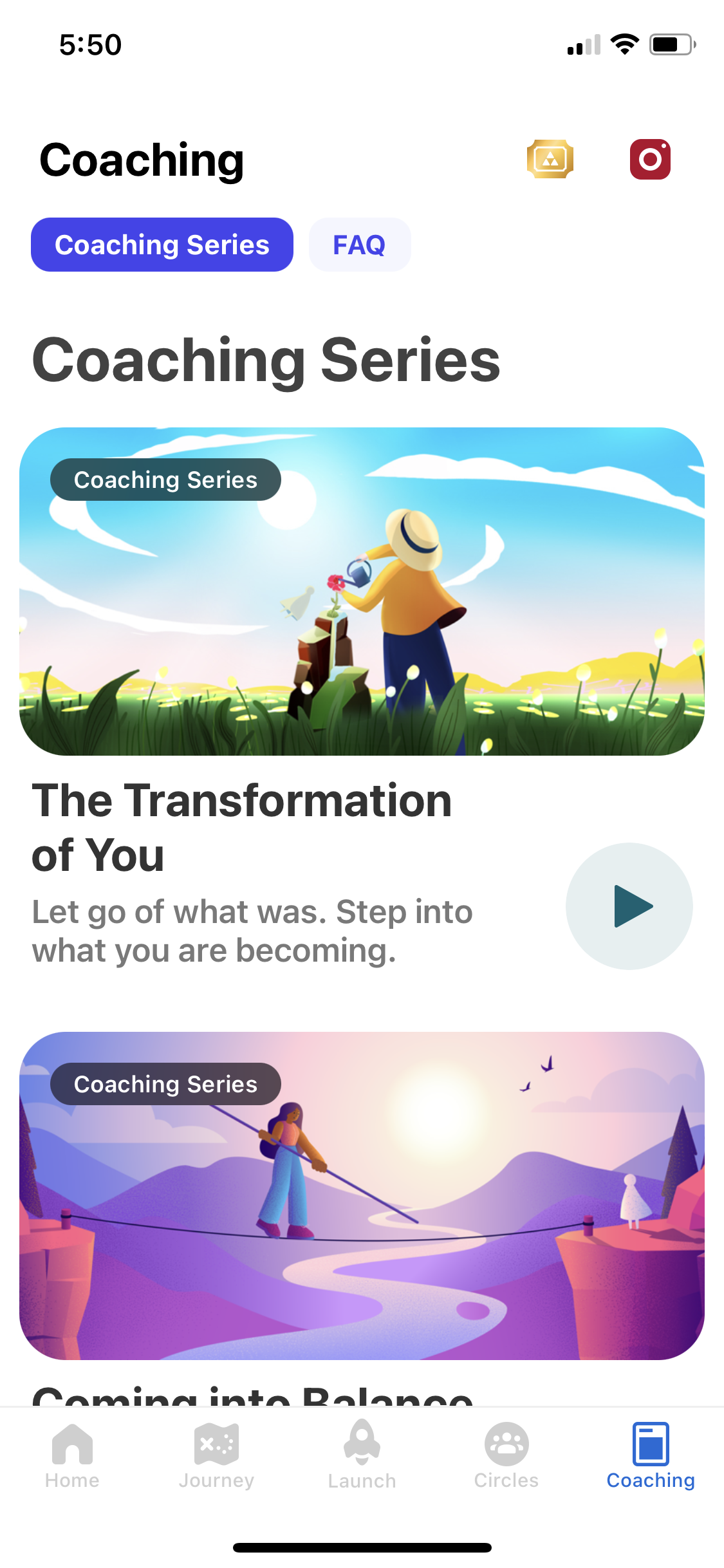 Screenshot of Coaching