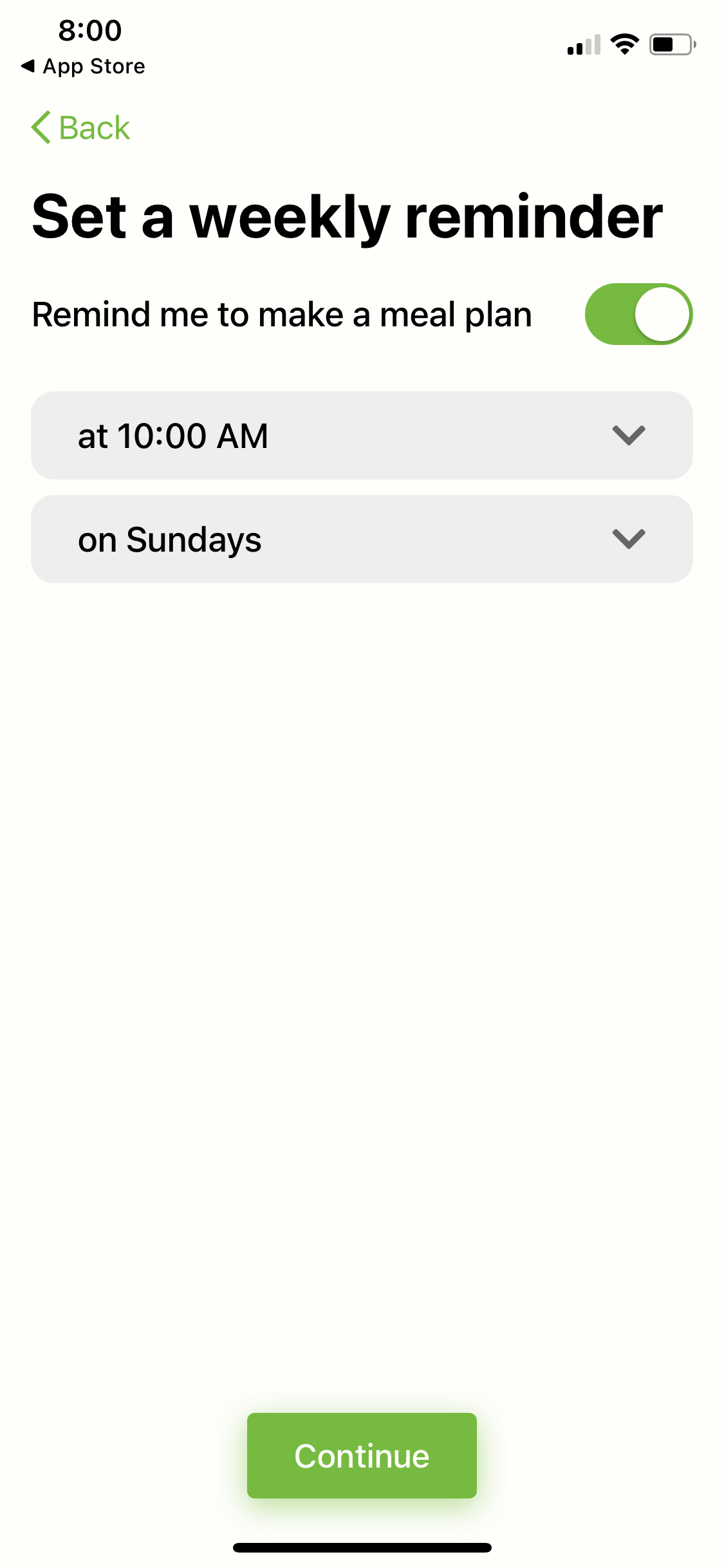 Screenshot of Set reminders