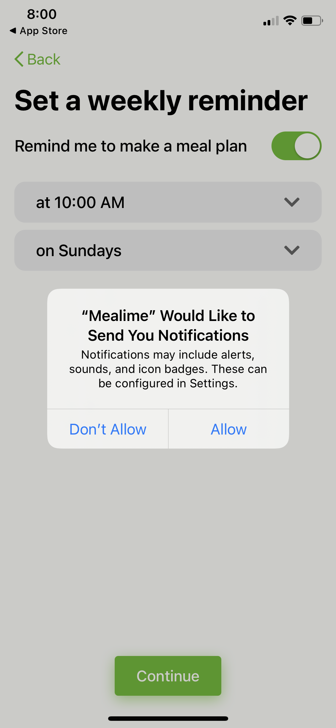 Screenshot of Enable notifications