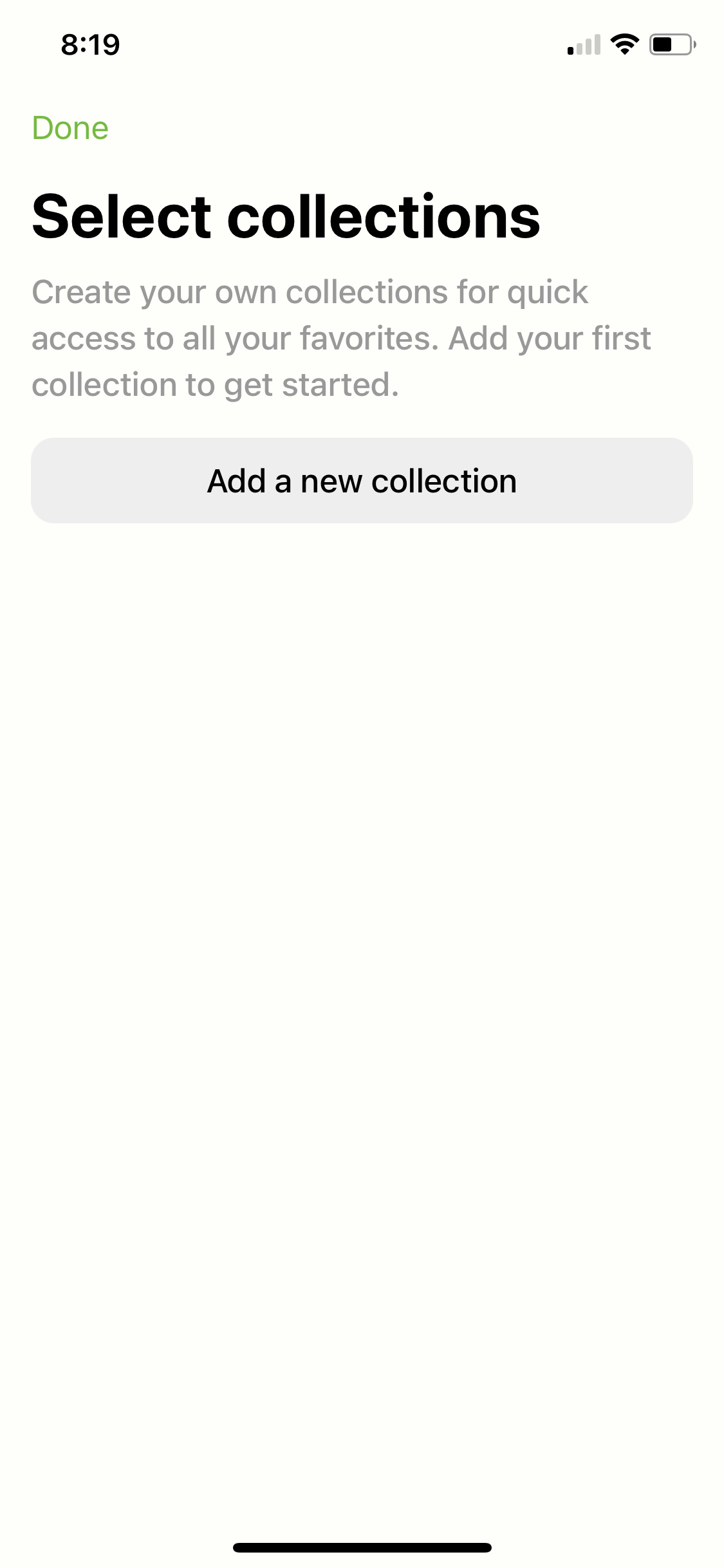 Screenshot of Save to collection