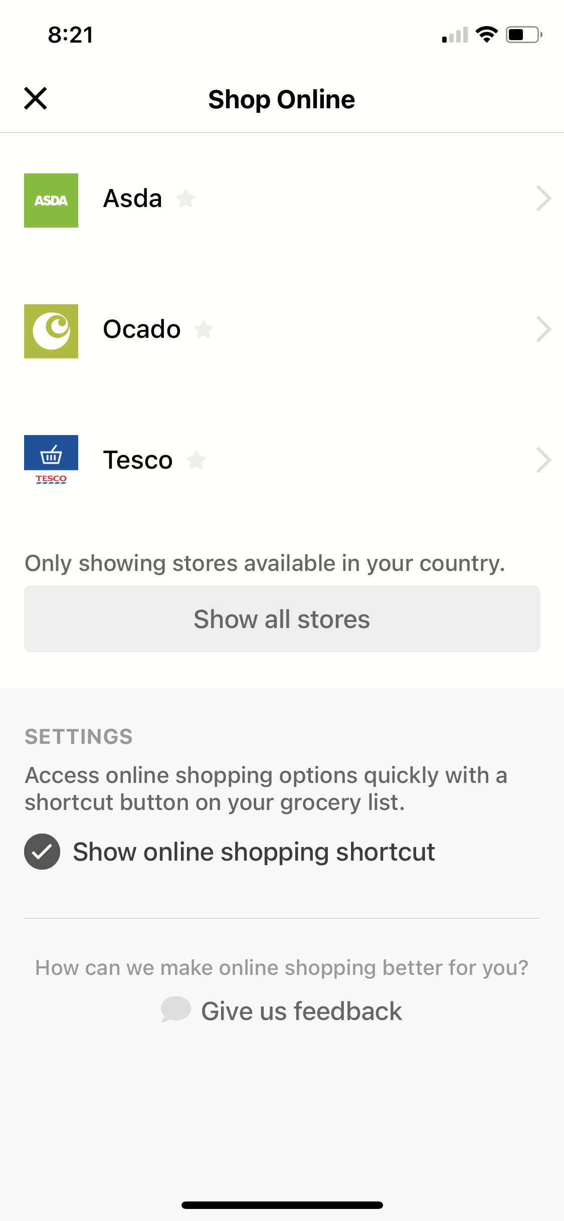 Screenshot of Shops