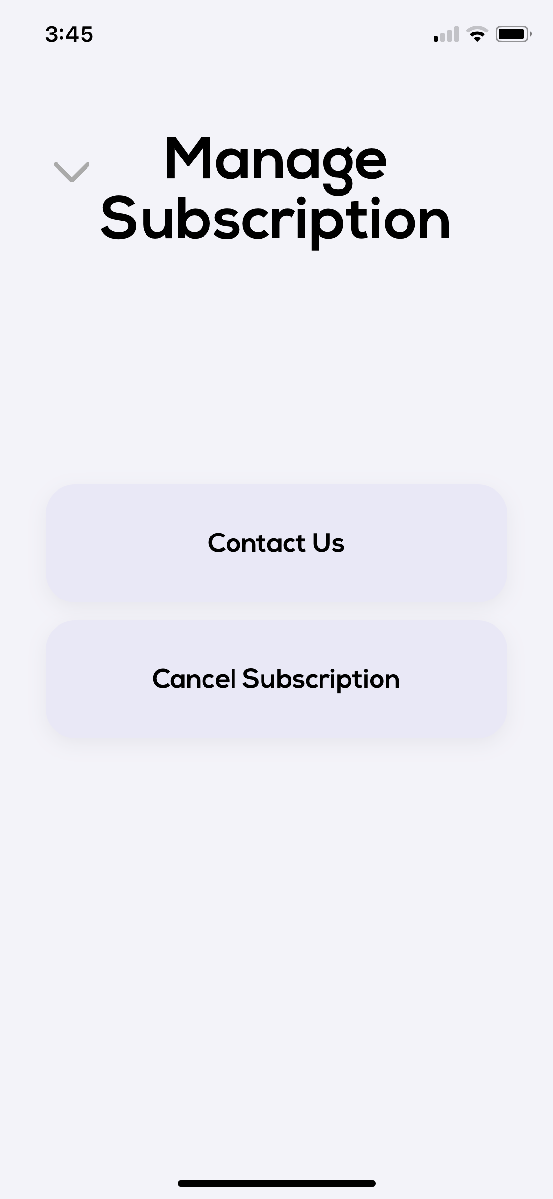 Screenshot of Manage subscription