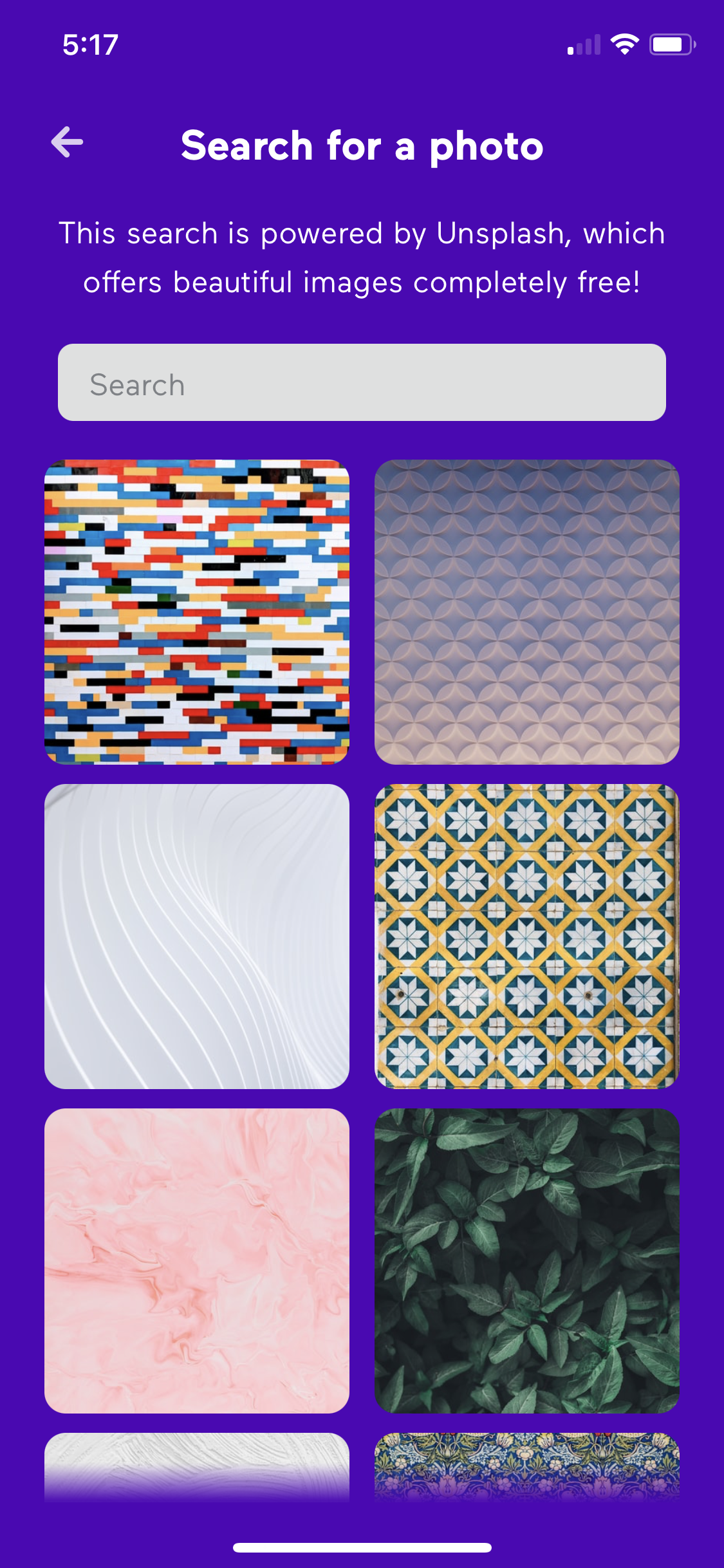 Screenshot of Select a photo