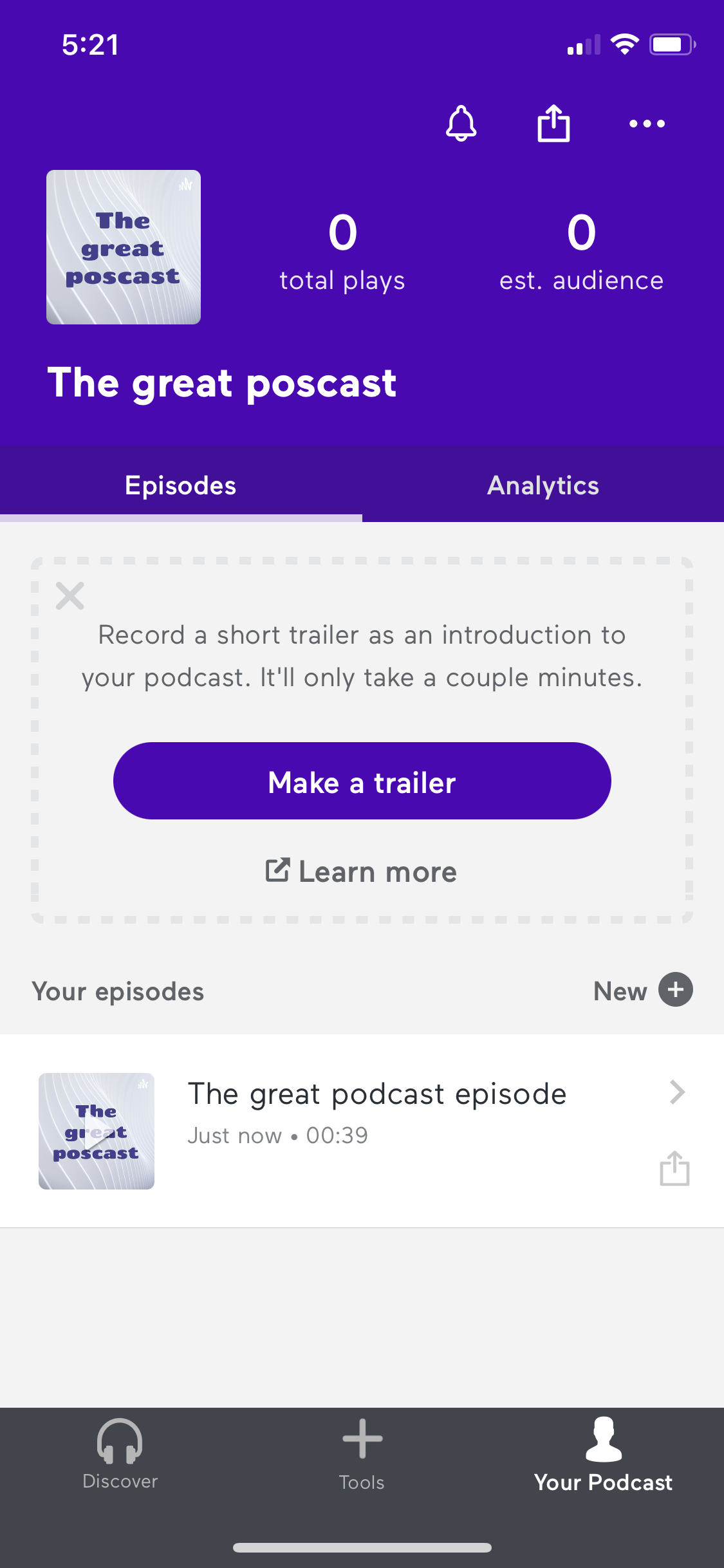 Screenshot of Your podcast