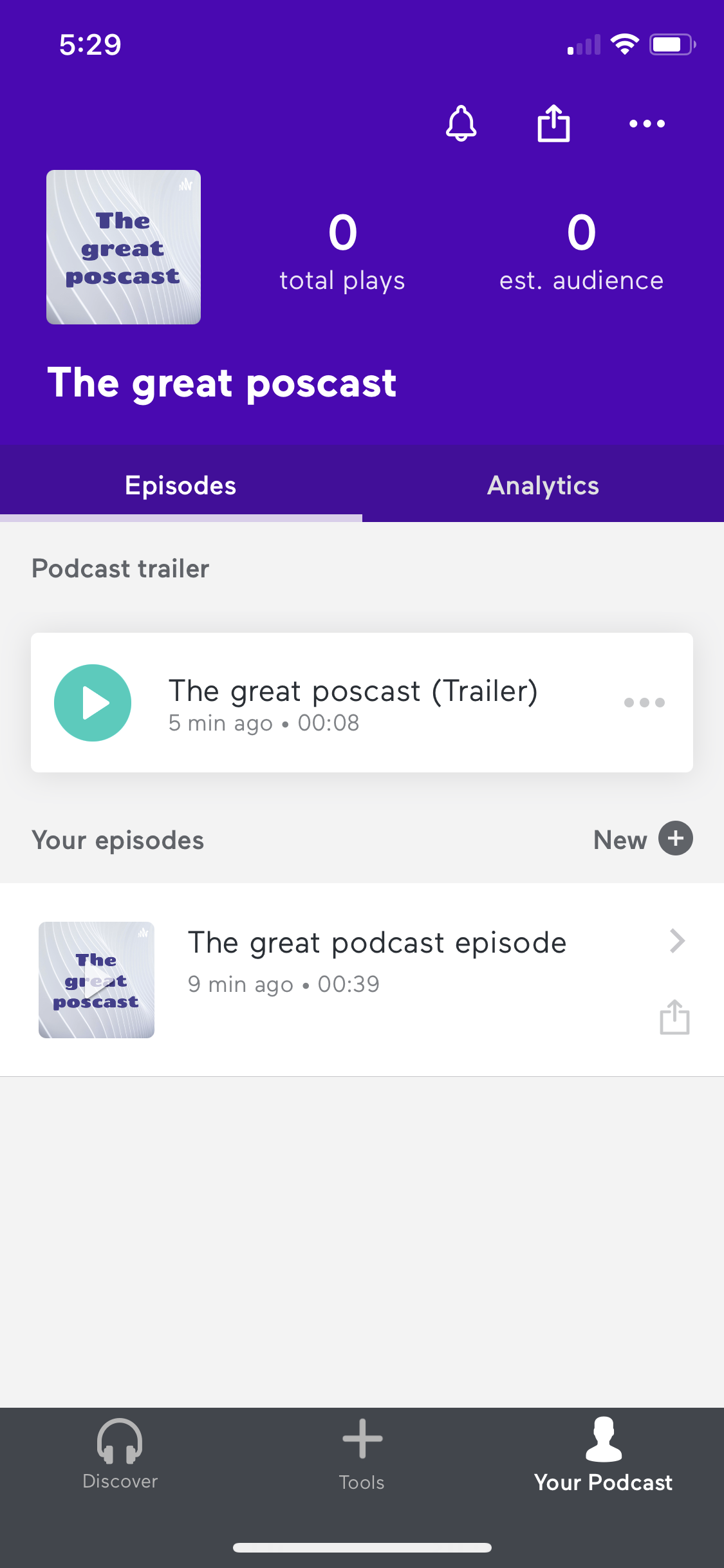 Screenshot of Your podcast