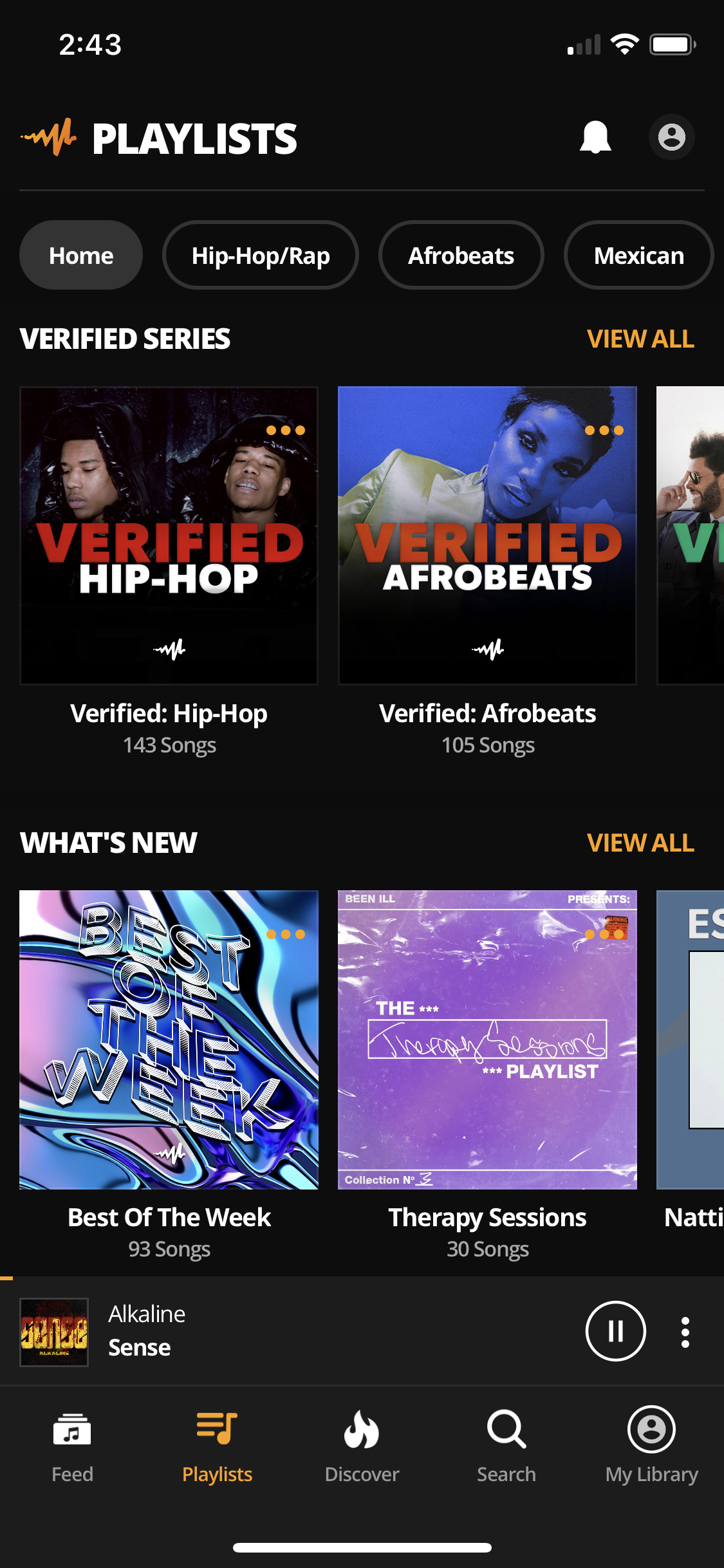 Screenshot of Playlists