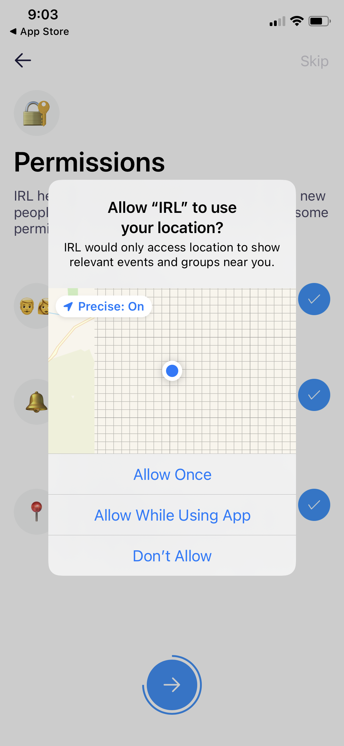 Screenshot of Enable location services