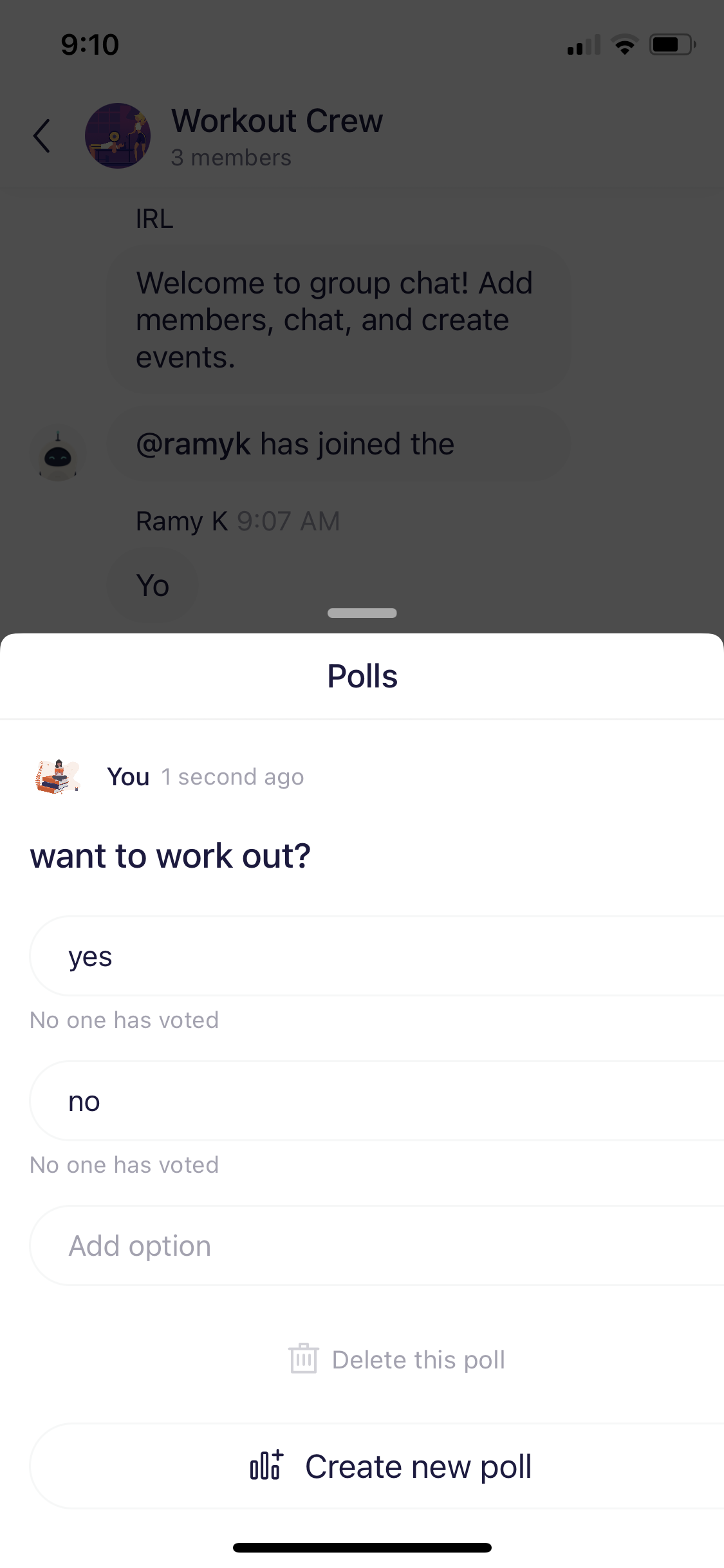 Screenshot of Poll