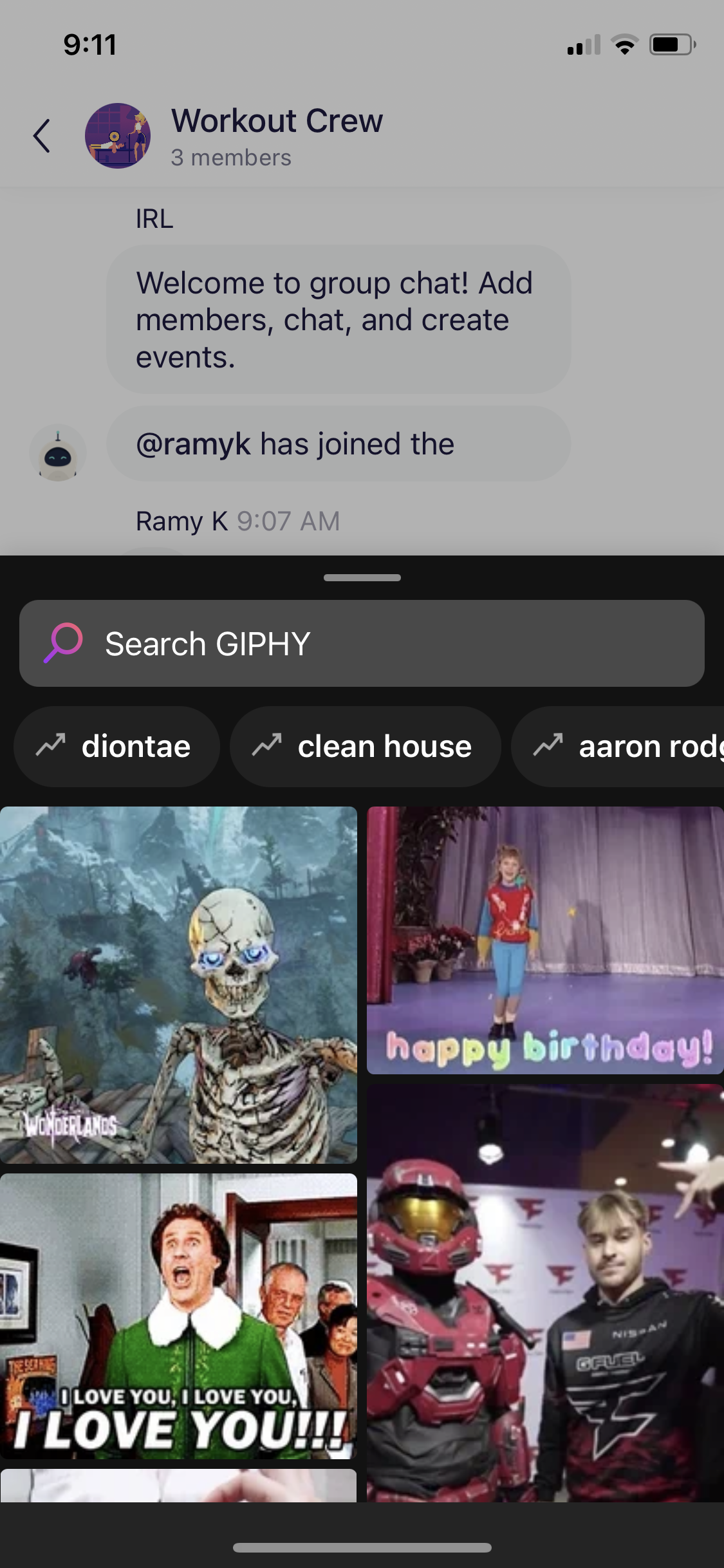 Screenshot of GIFs