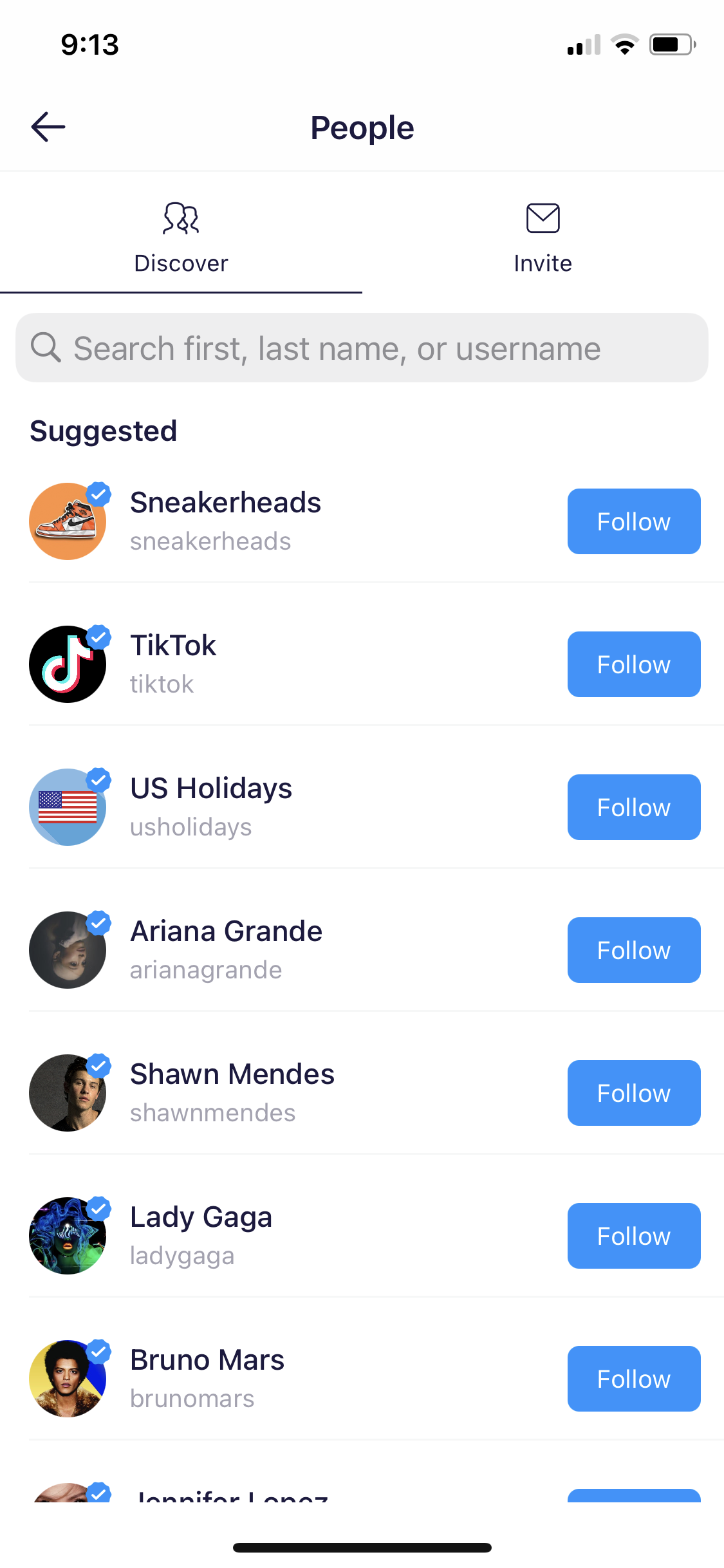 Screenshot of Follow people