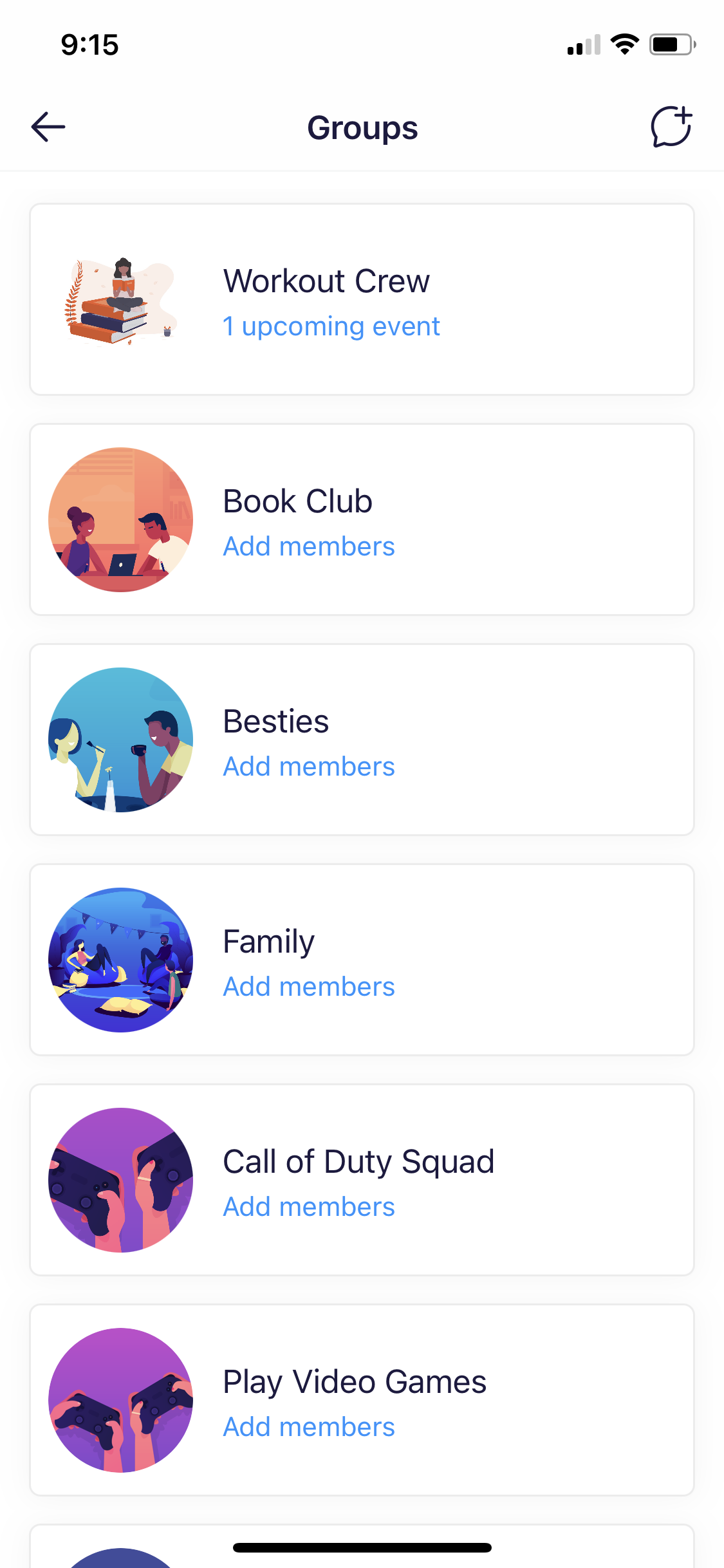 Screenshot of Groups