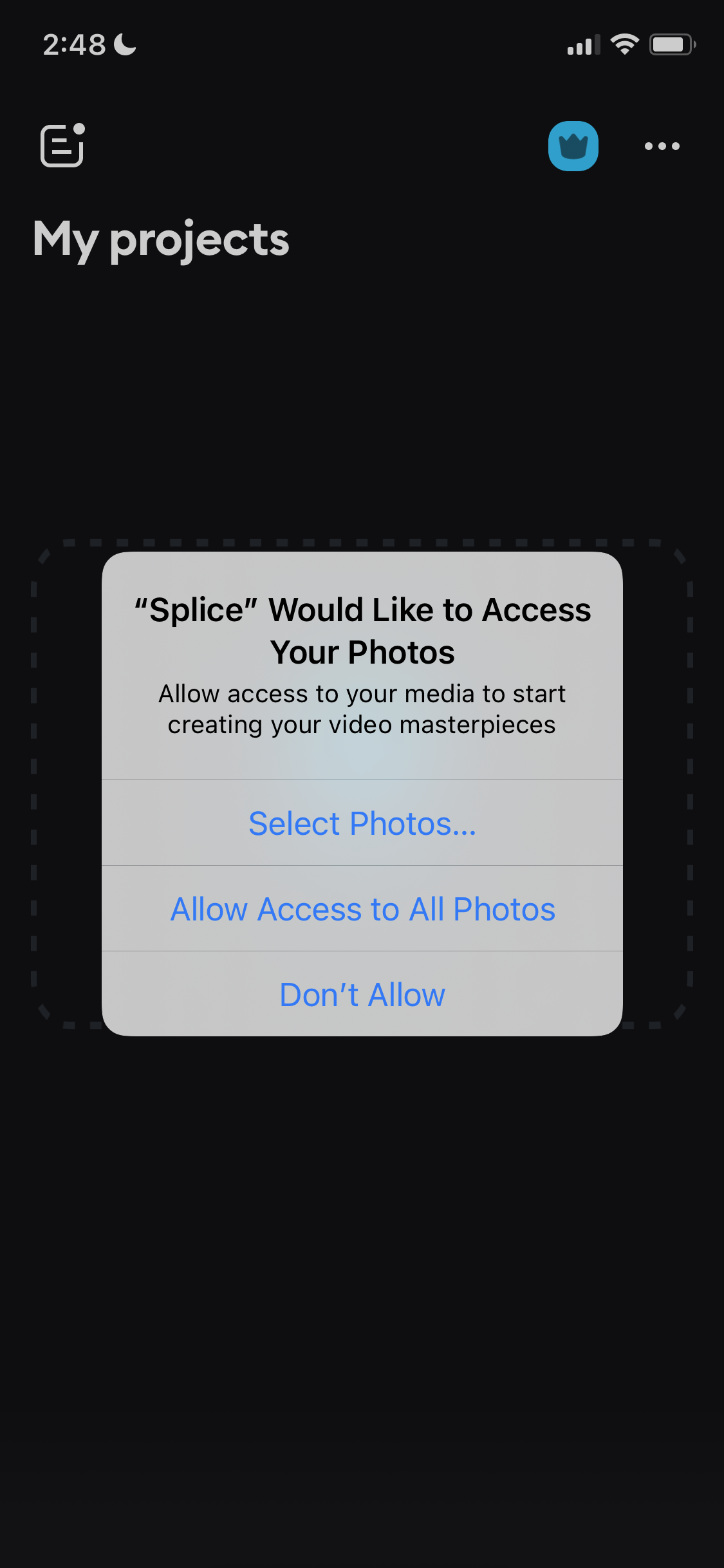 Screenshot of Enable access to photos