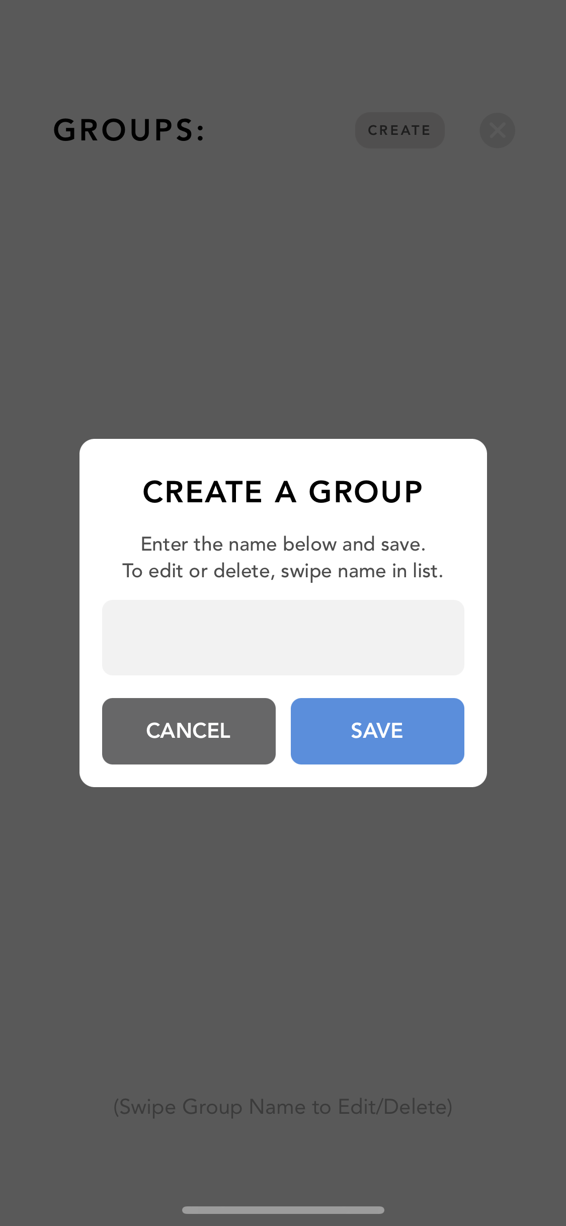 Screenshot of Create group