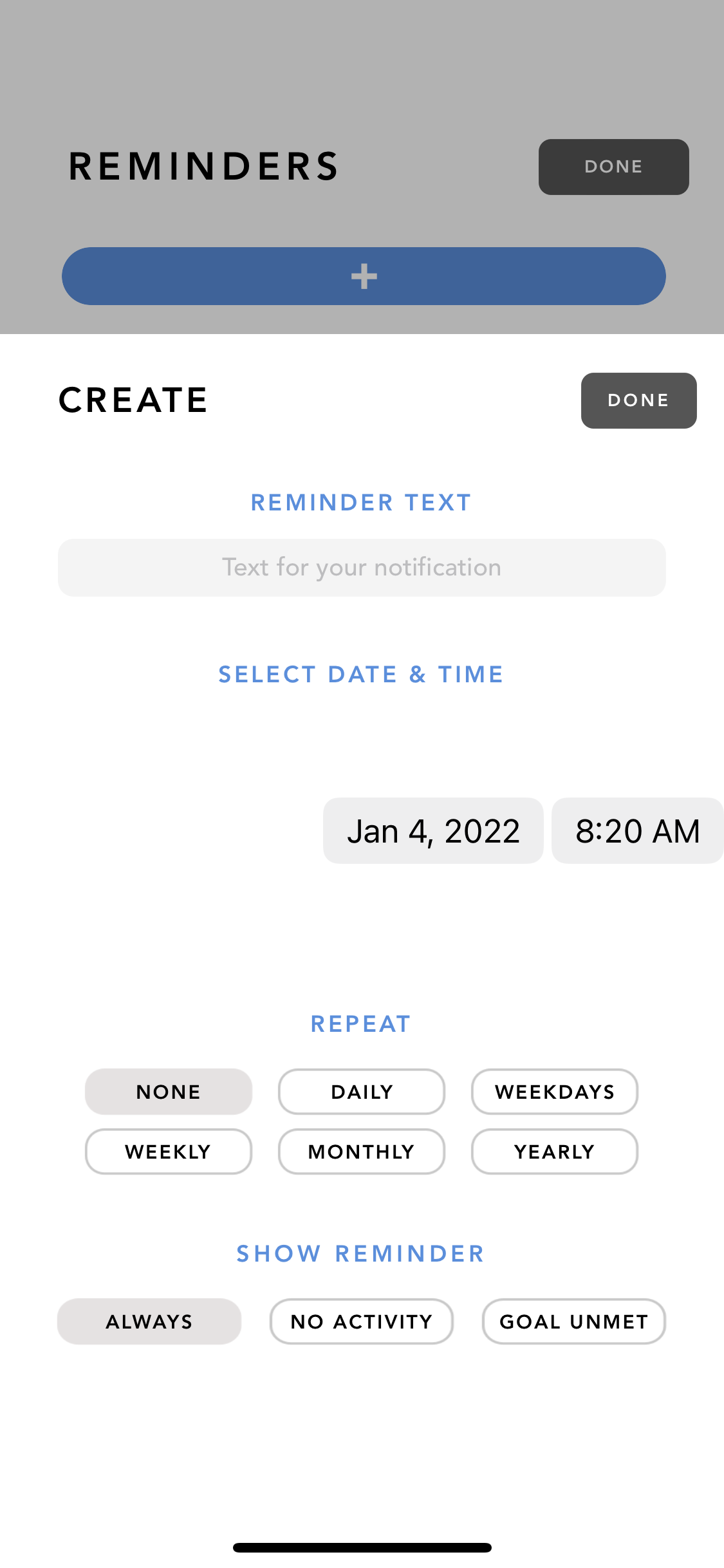 Screenshot of Set reminders