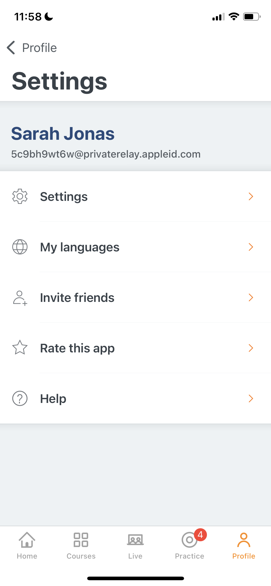 Screenshot of Settings