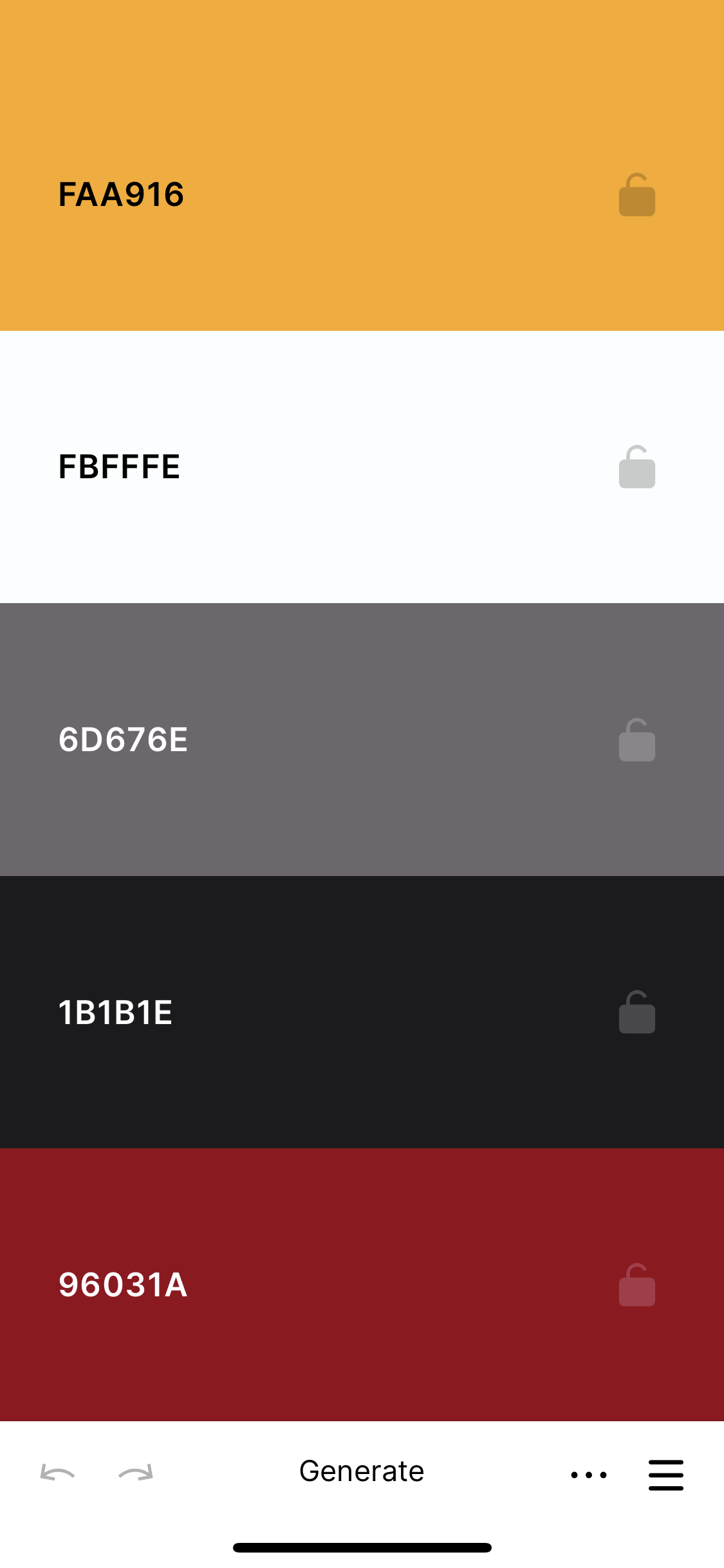 Screenshot of Color palette