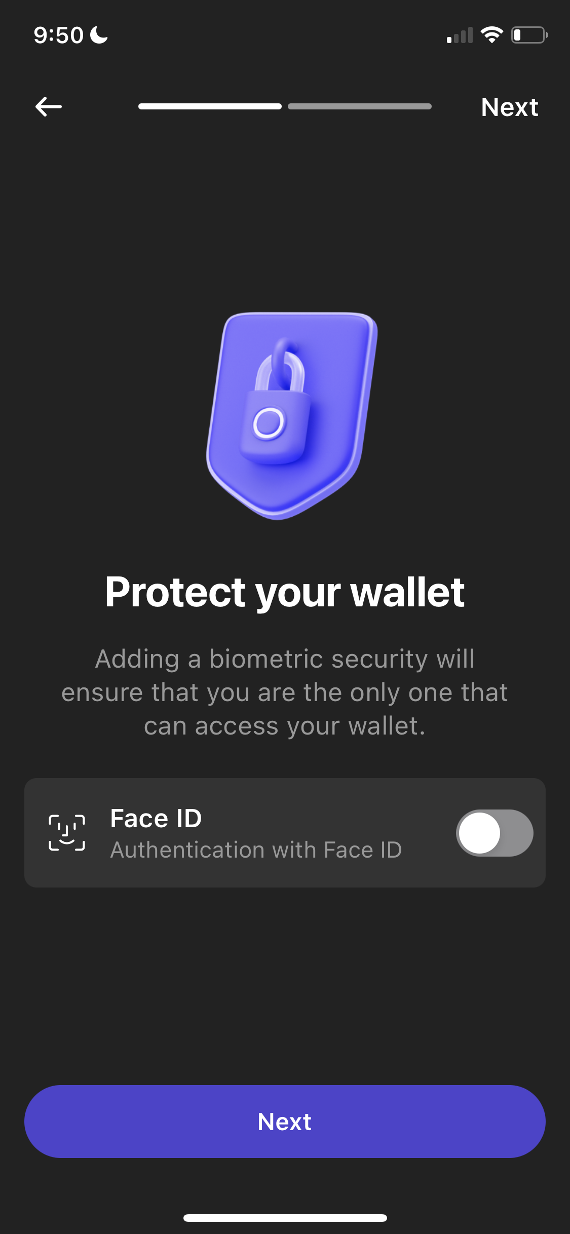 Screenshot of Enable Face ID