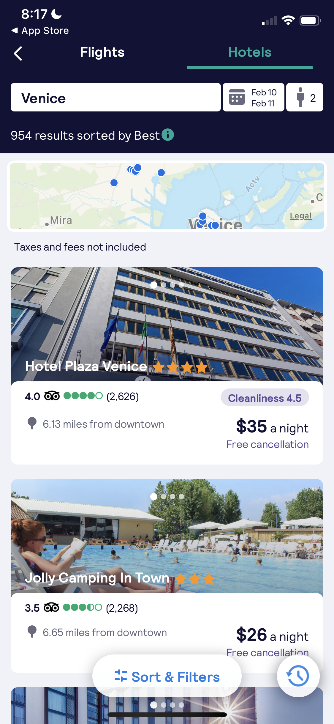 Screenshot of Hotels