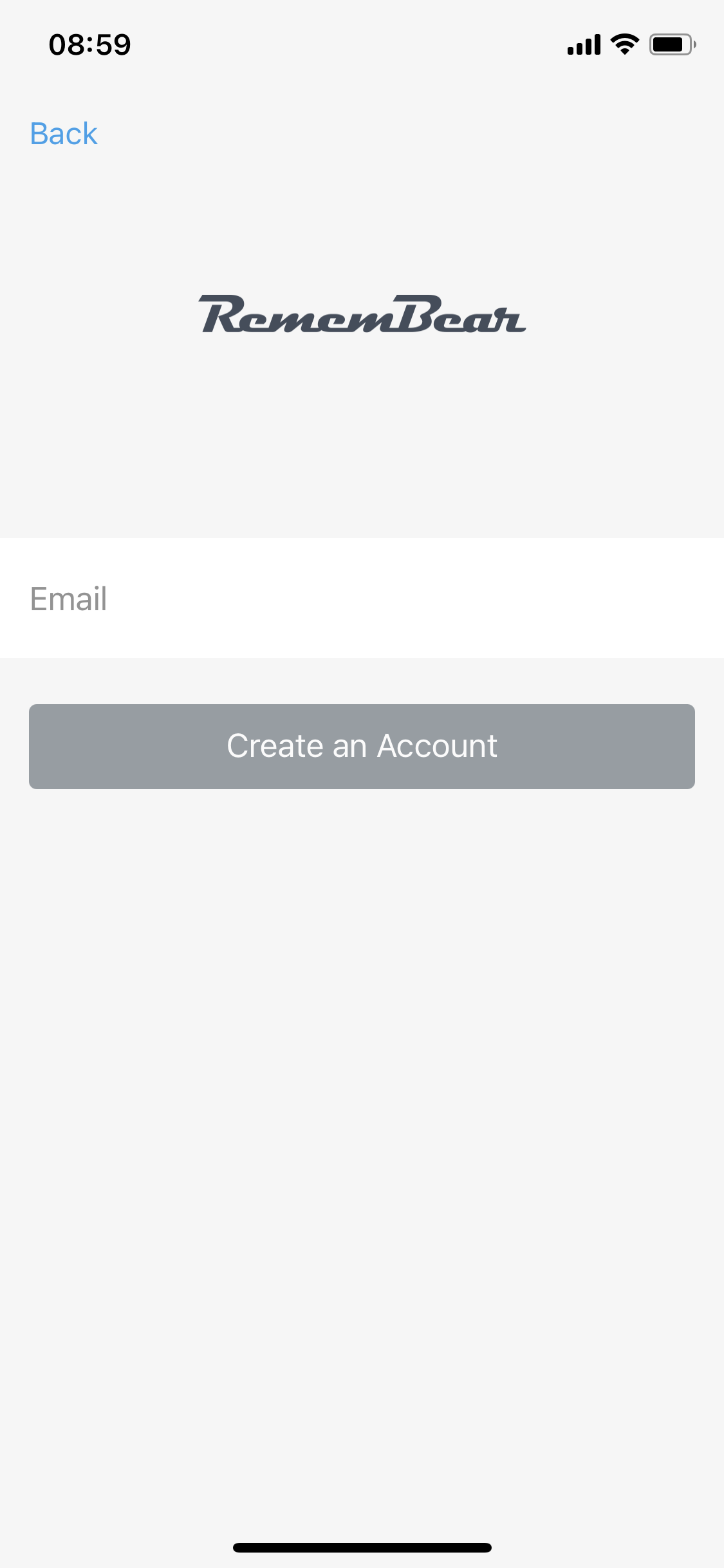 Screenshot of Sign up