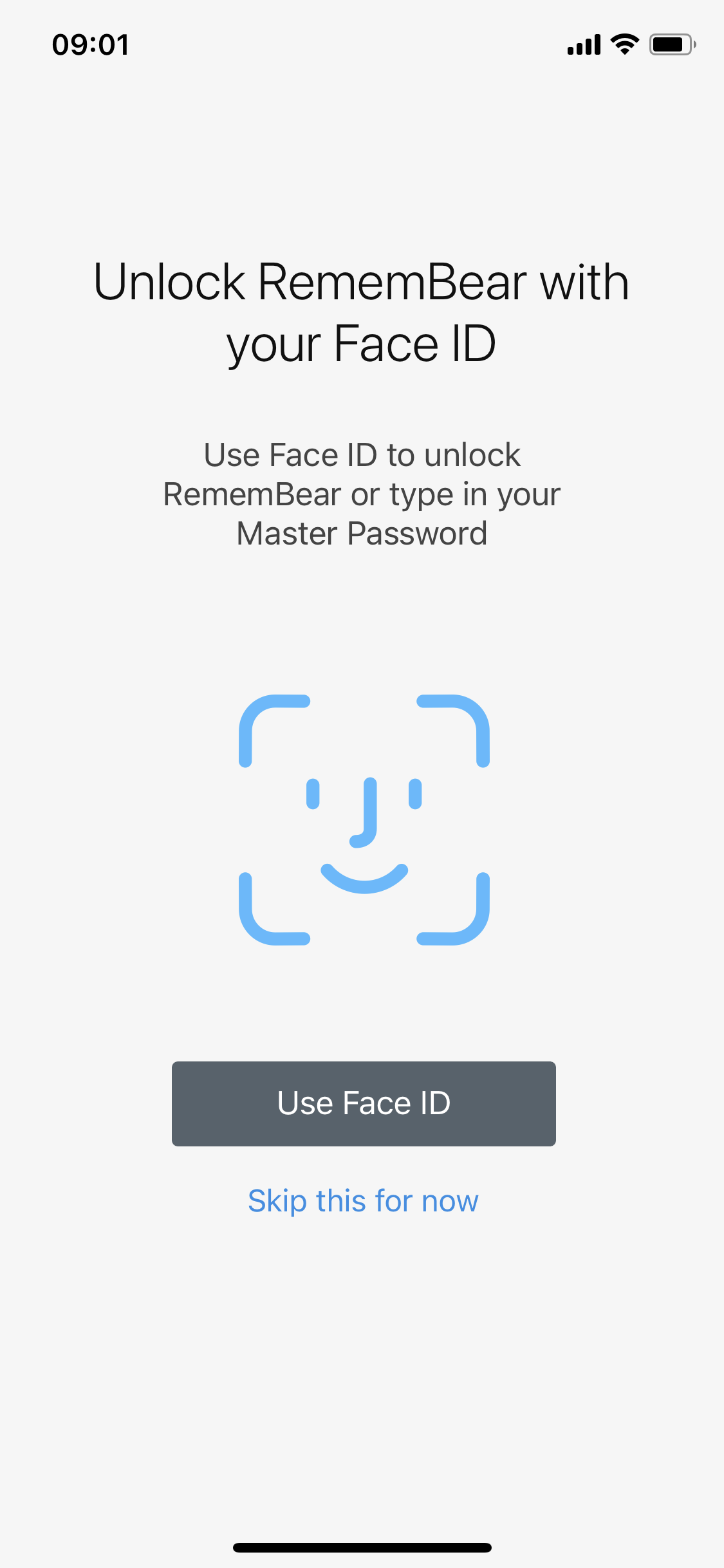 Screenshot of Enable Face ID