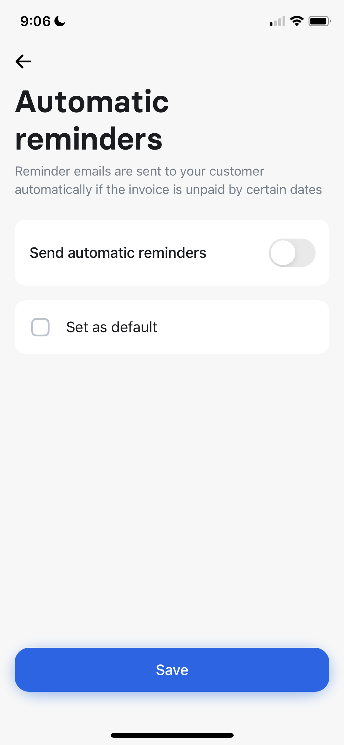 Screenshot of Enable reminders