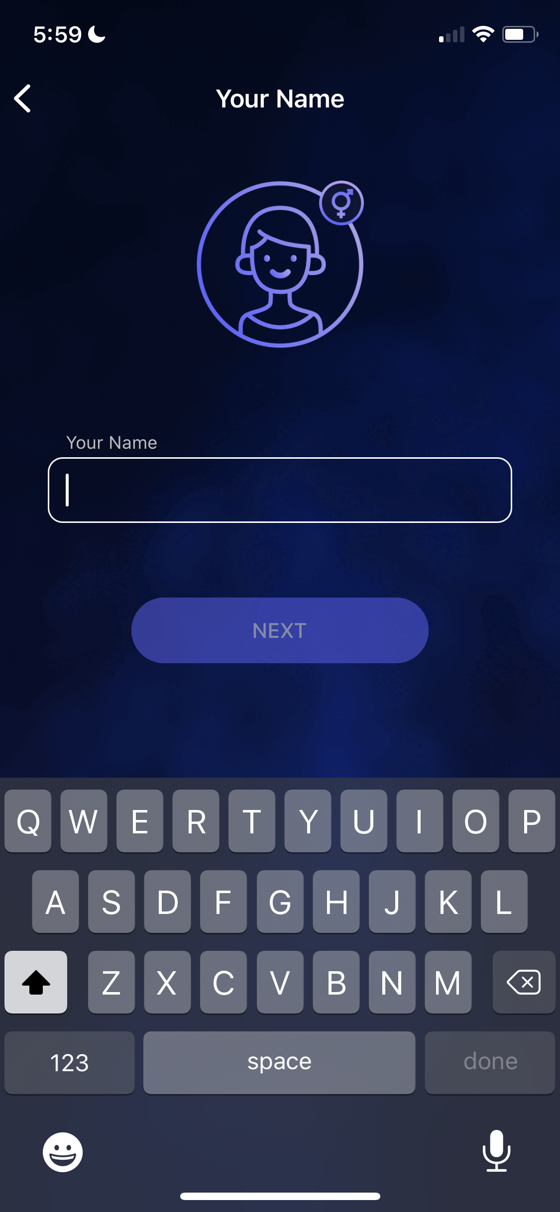 Screenshot of Enter name