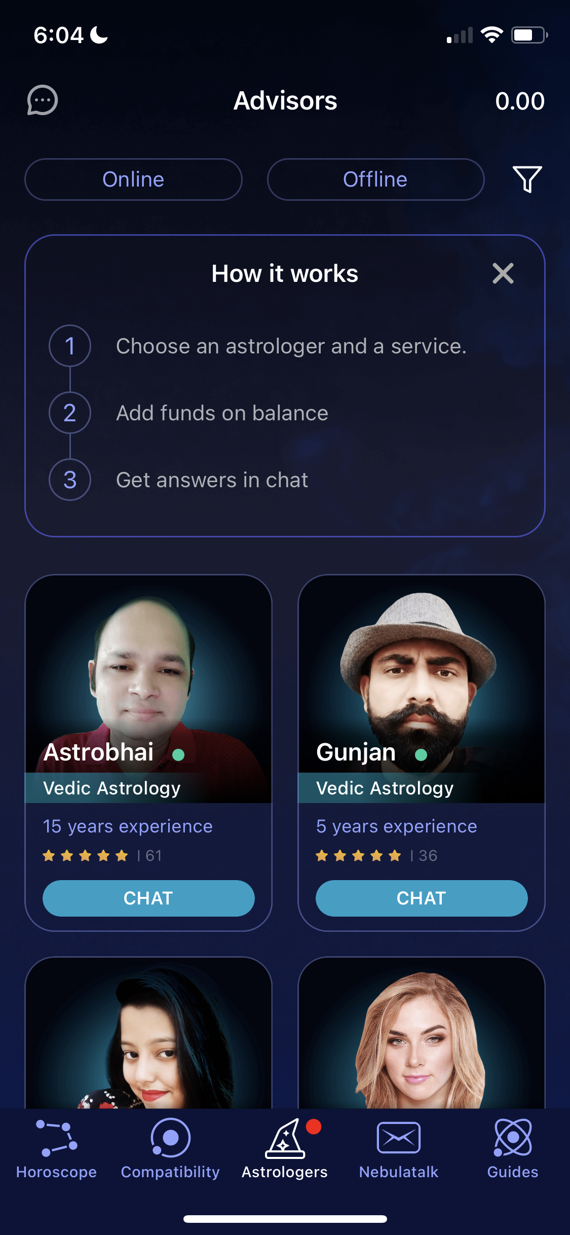 Screenshot of Advisors