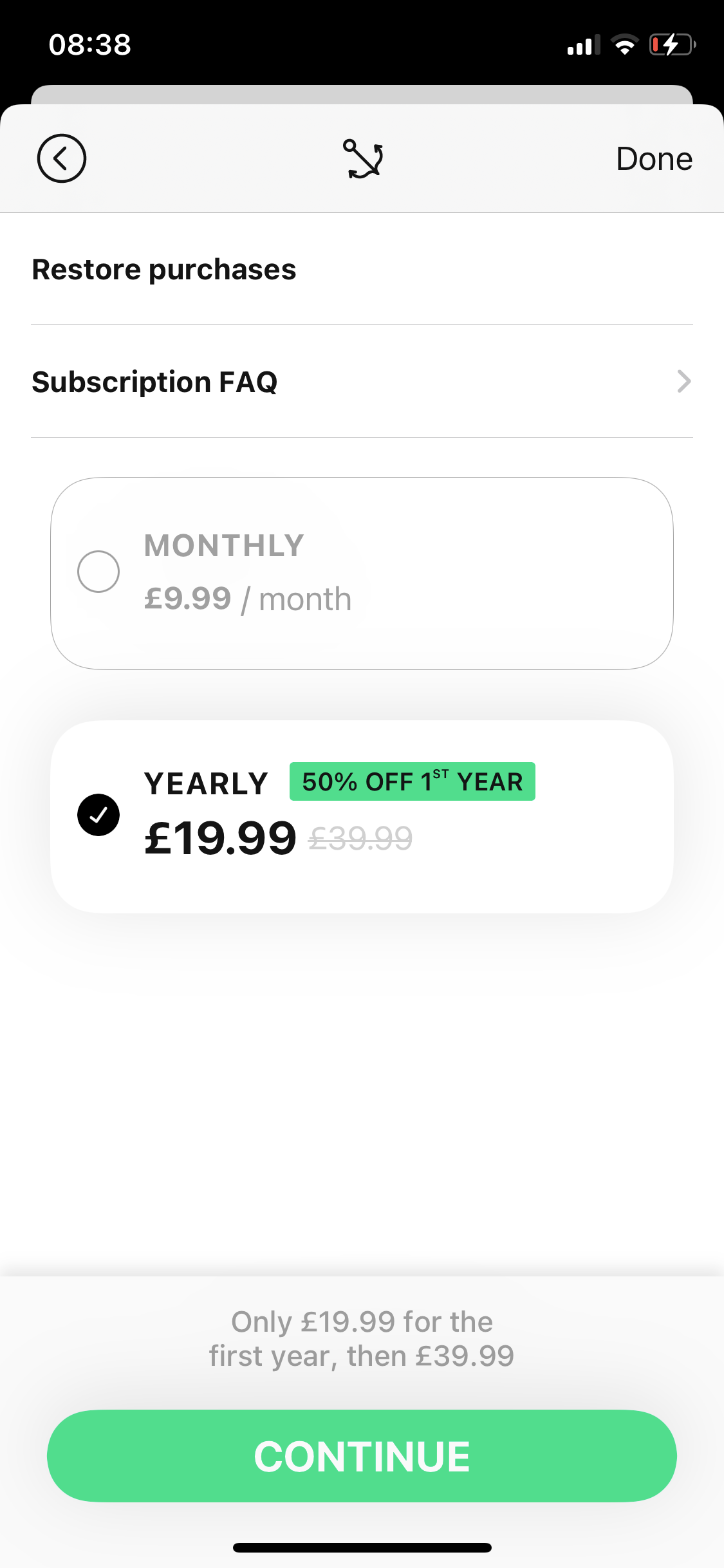 Screenshot of Pricing