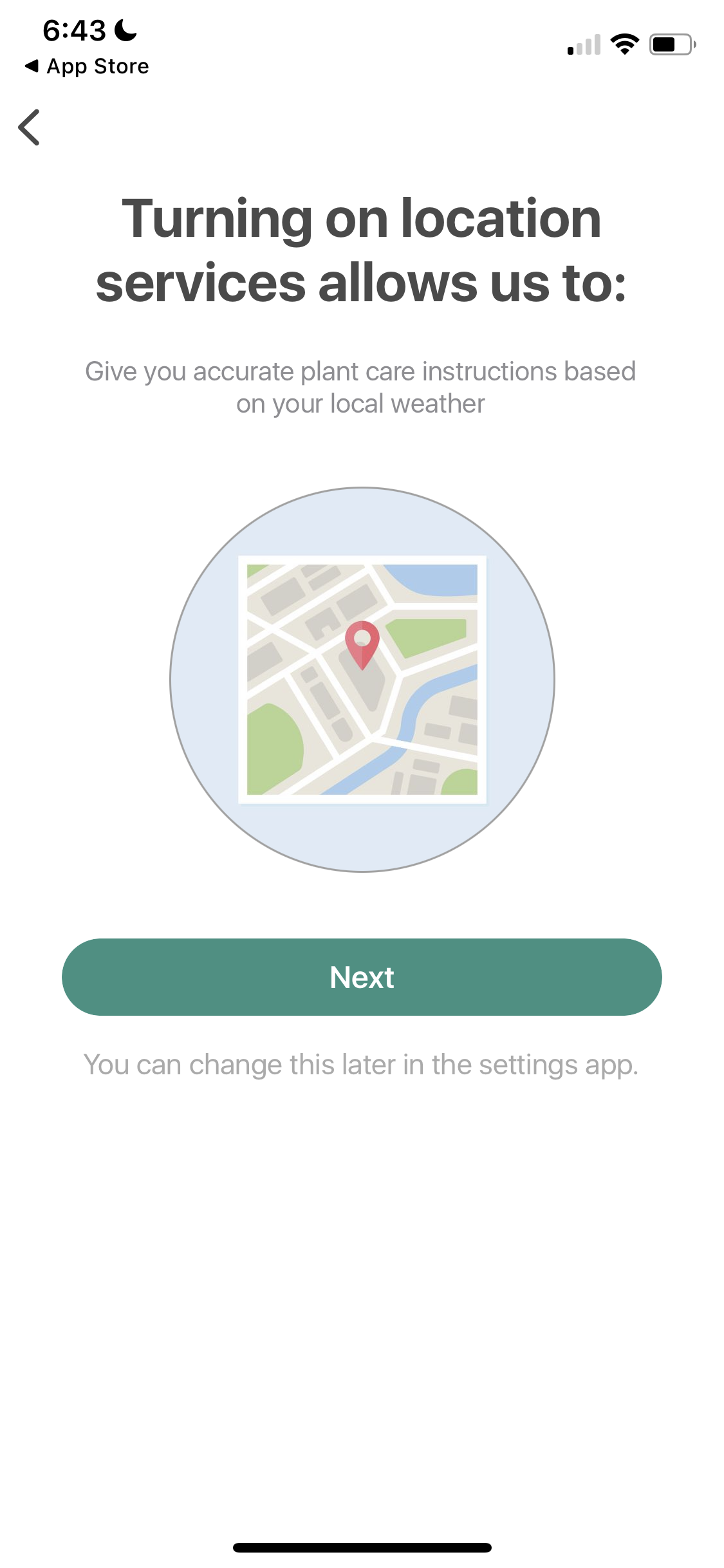 Screenshot of Enable location services