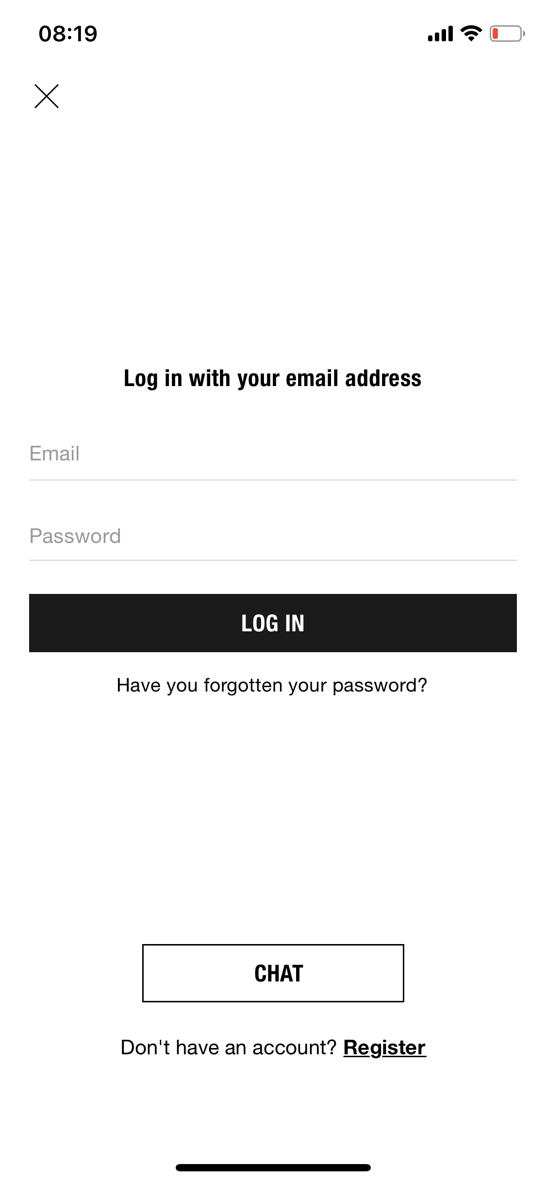 Screenshot of Login