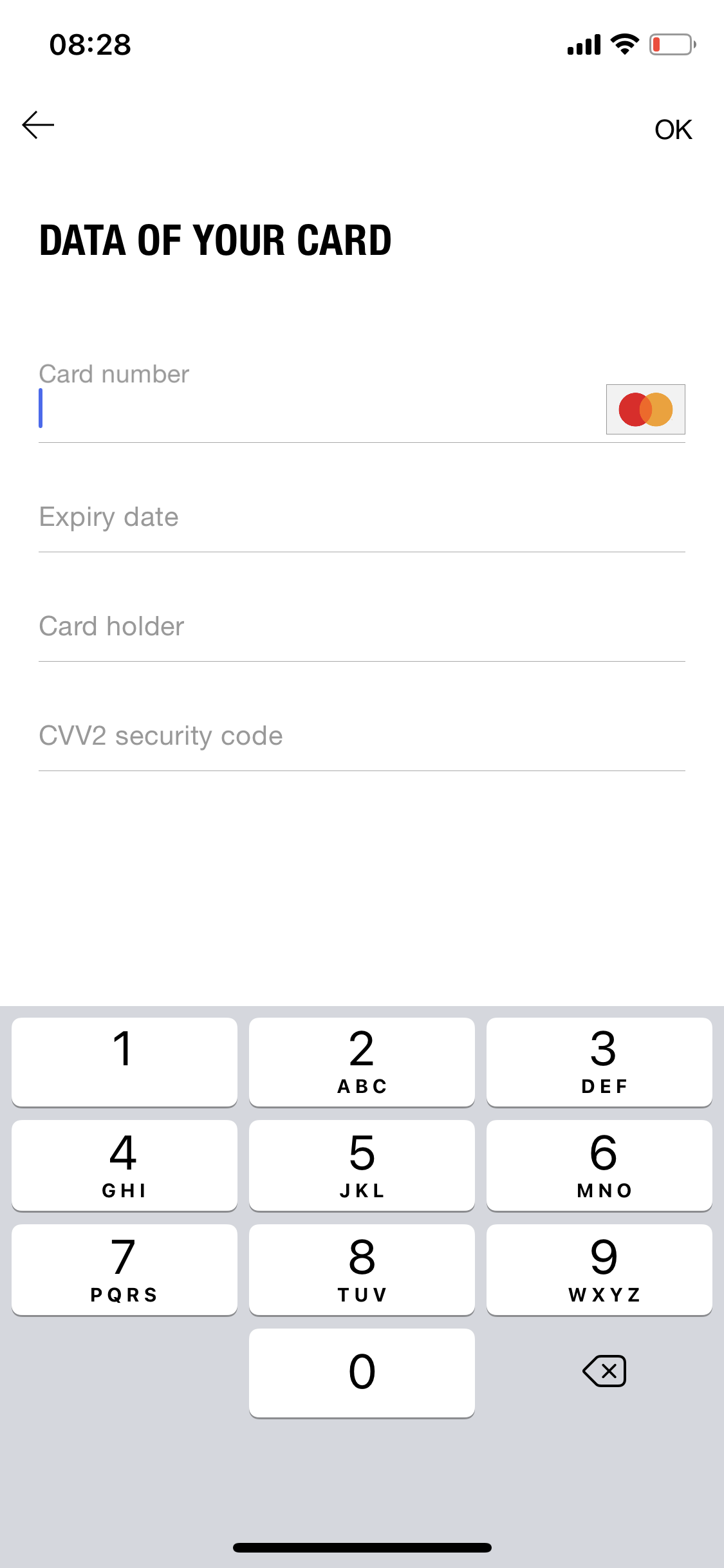 Screenshot of Enter payment details