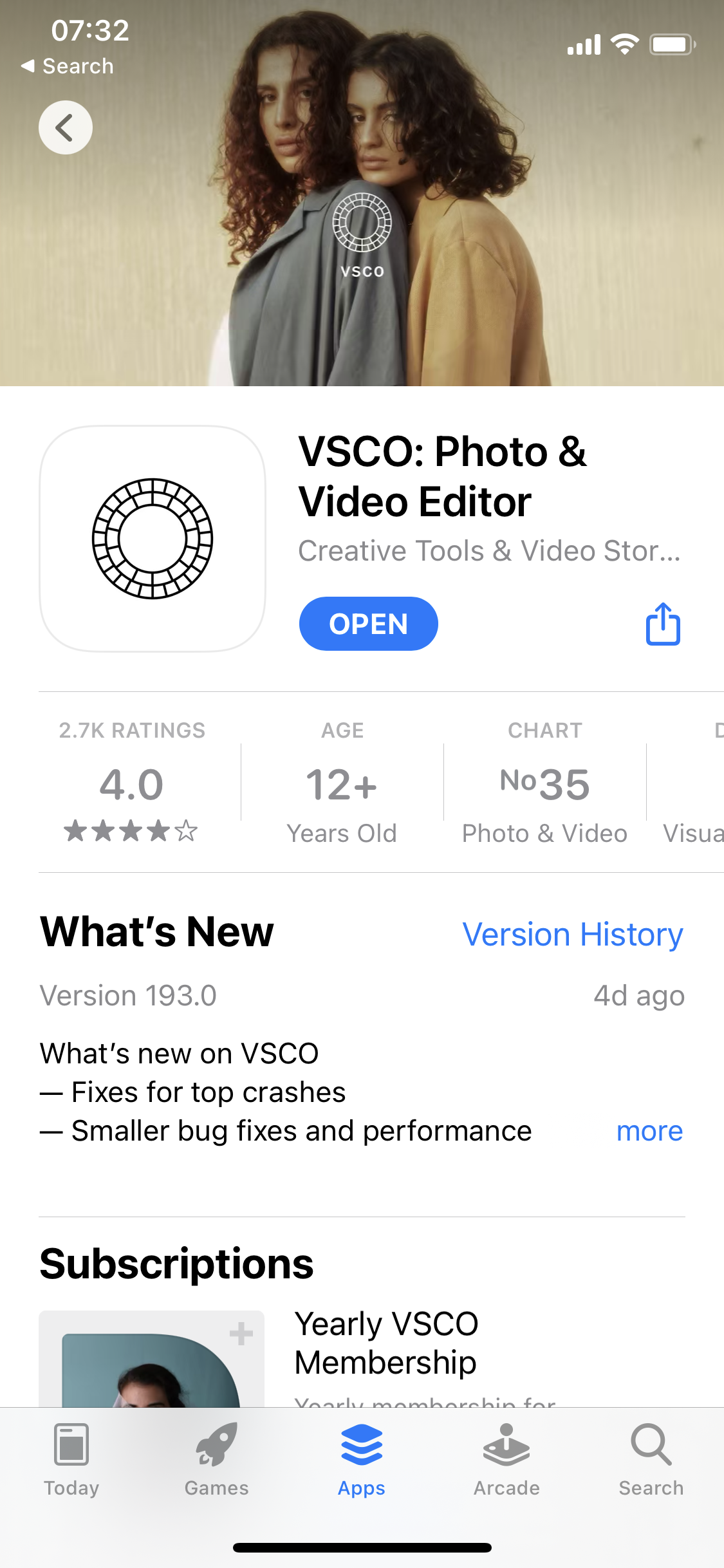 General browsing on VSCO video screenshot