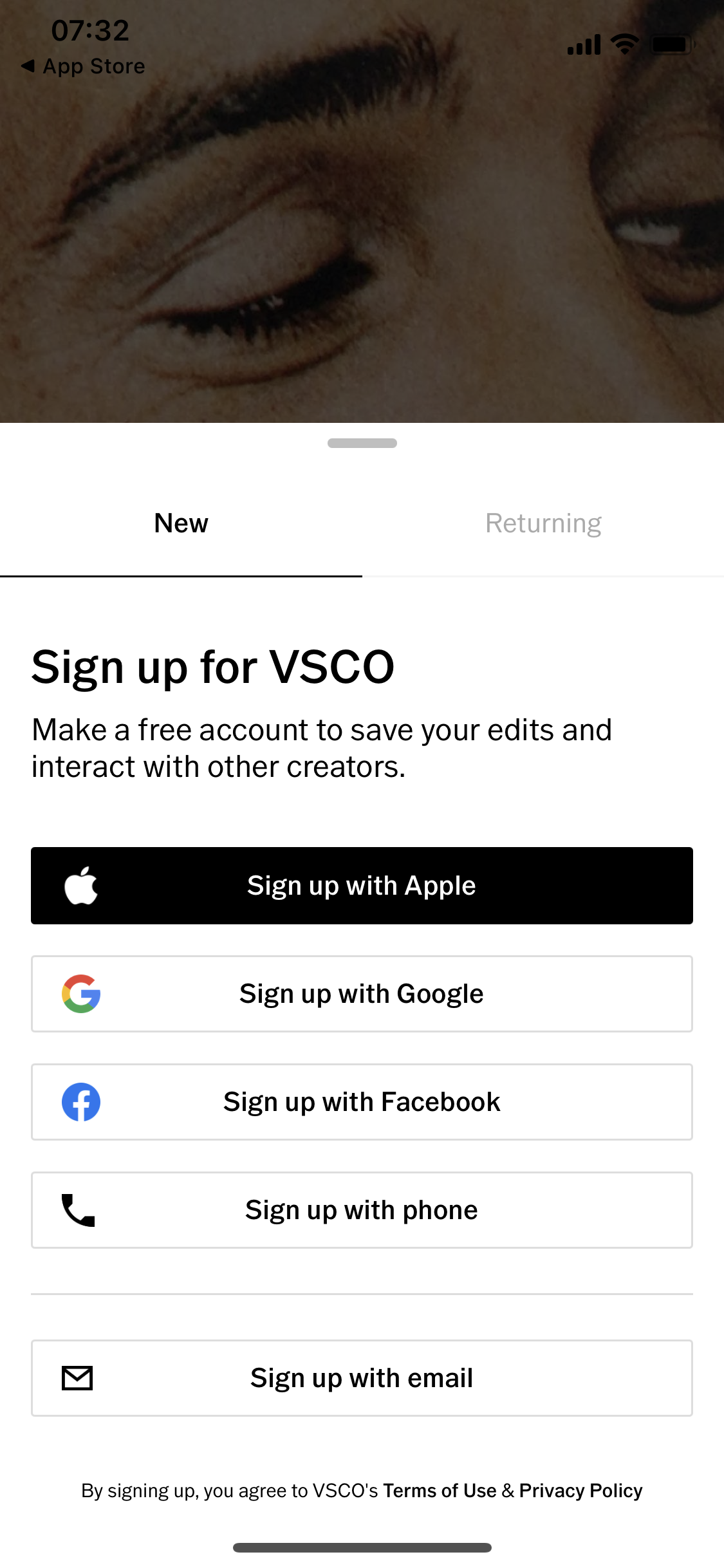 Screenshot of Sign up