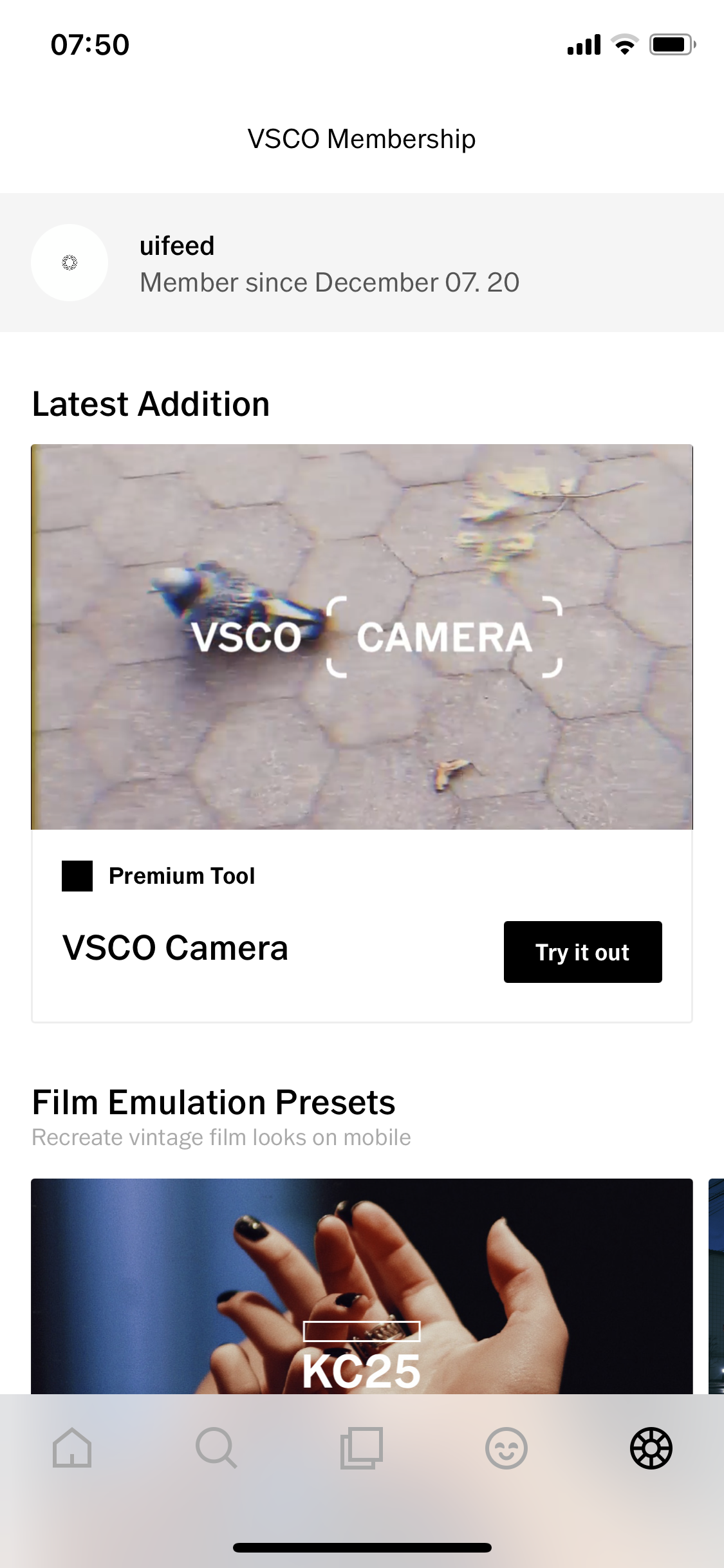 General browsing on VSCO video thumbnail