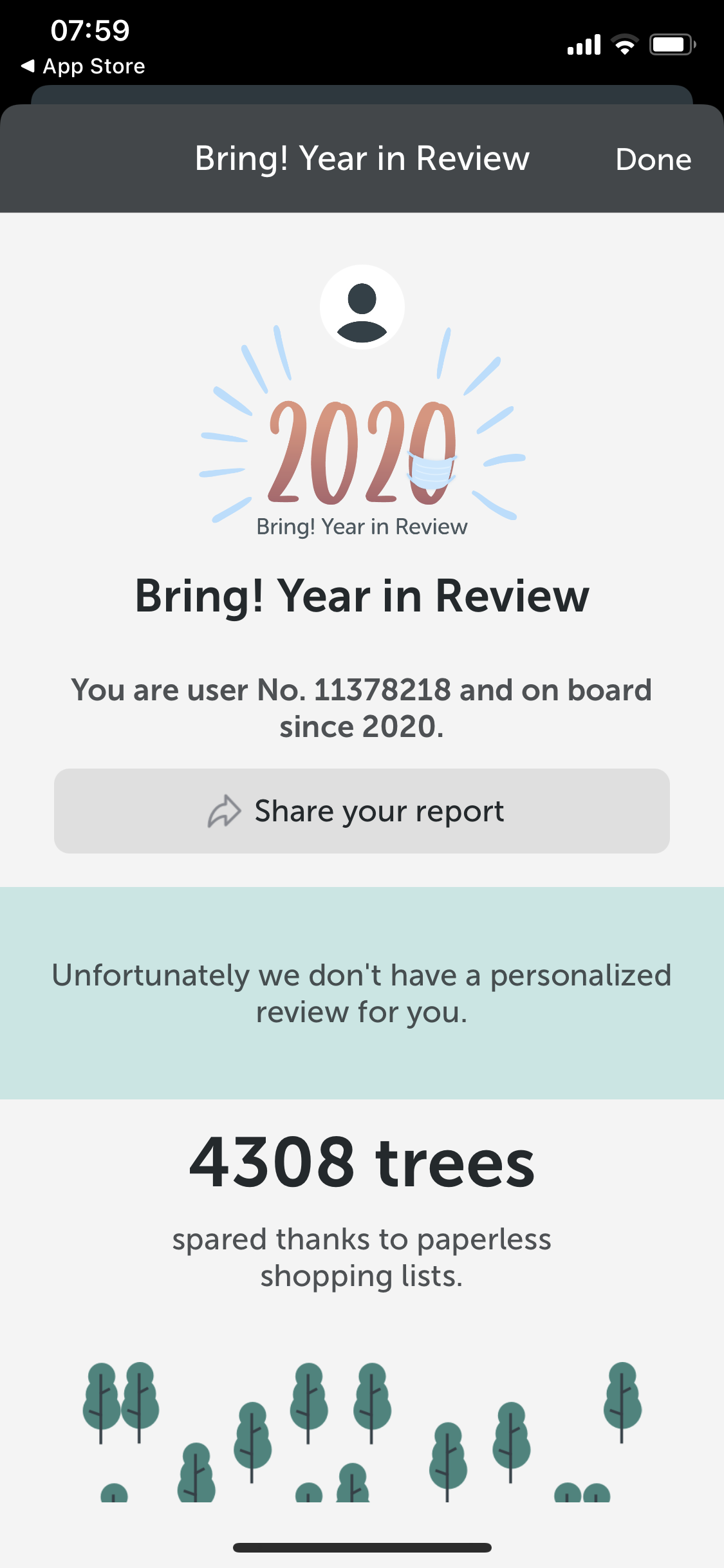 Screenshot of Year in review