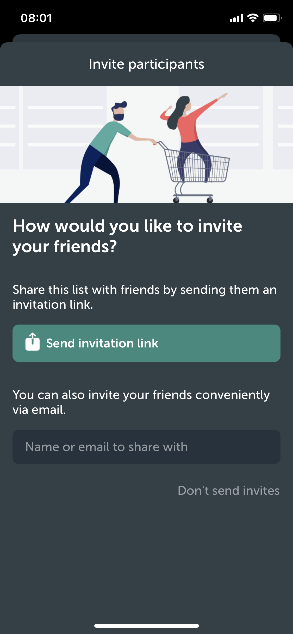 Screenshot of Invite people