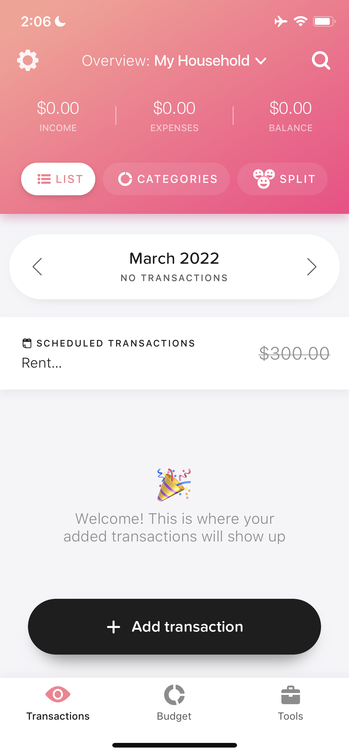 Screenshot of Transactions