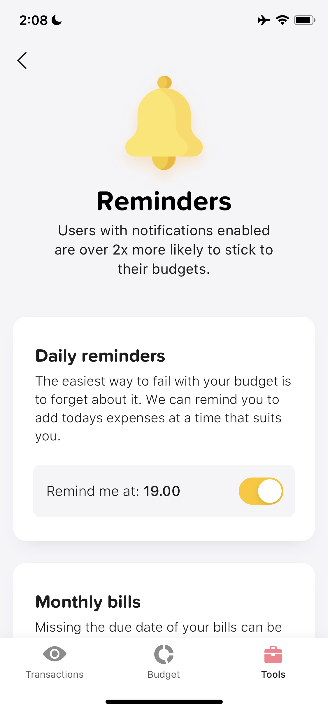 Screenshot of Reminders