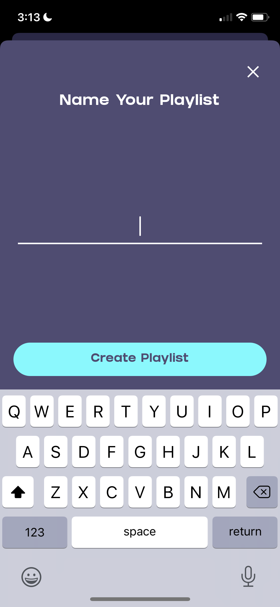 Screenshot of Create playlist