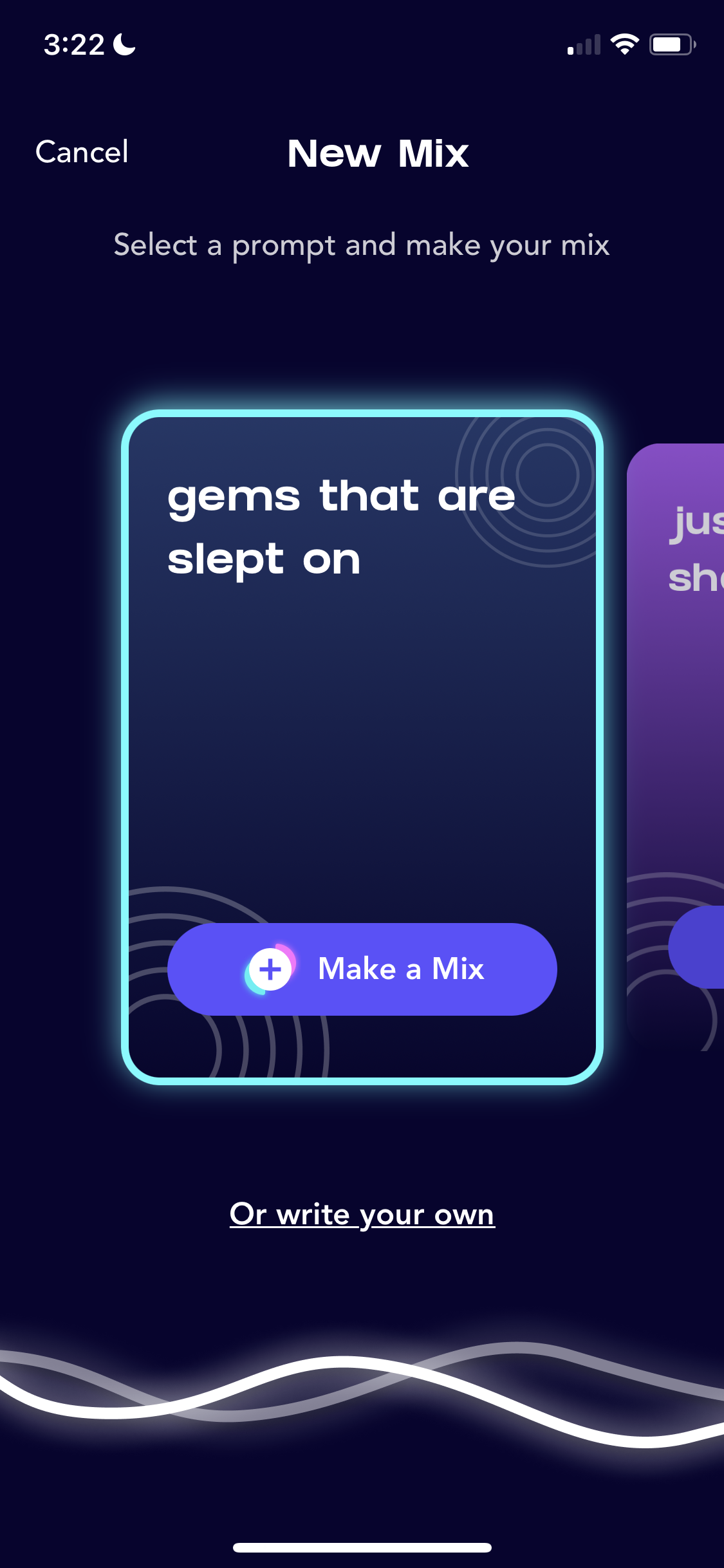 Screenshot of Create mix