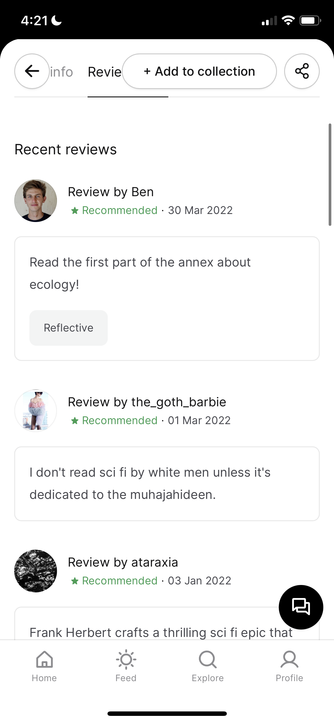 Screenshot of Reviews